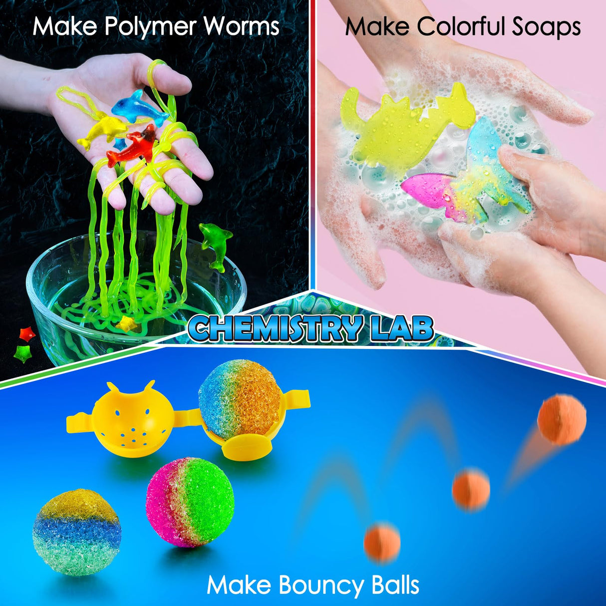 UNGLINGA 260+ Experiments Science Kits for Kids, S.T.E.M Science Projects, Chemistry Set, Christmas Birthday Toys Gifts Idea for Boys Girls, Dig Volcano Gemstones, Educational Scientist Set UNGLINGA