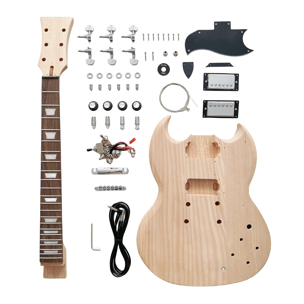 DBL DIY Electric Guitar Kits,SG Style 6 String Right Handed with Mahogany Body Rosewood Fingerboard Alloy Hardware,Build Your Own Guitar DBL