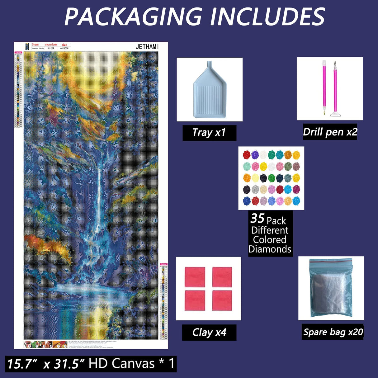 Jethami Diamond Painting Kits for Adults, 5D DIY Large Size Great Smoky Mountains National Park, Big Diamond Art Kits Round Dimond Paint with Diamonds for Beginners 31.5 x 15.7 in Jethami