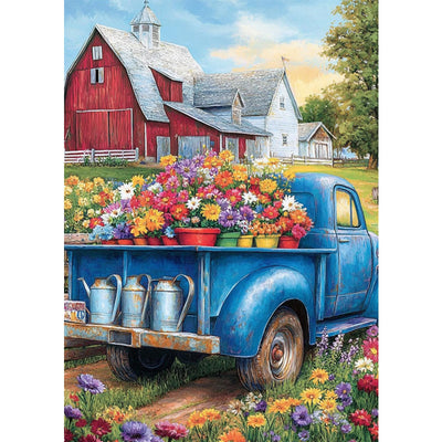 GHHKUD Flowers Truck Diamond Painting Kits for Adults, DIY 5D Spring Diamond Painting, Full Drill Truck Diamond Art Kits Pictures Perfect for Relaxation and Home Wall Decor 30x40cm