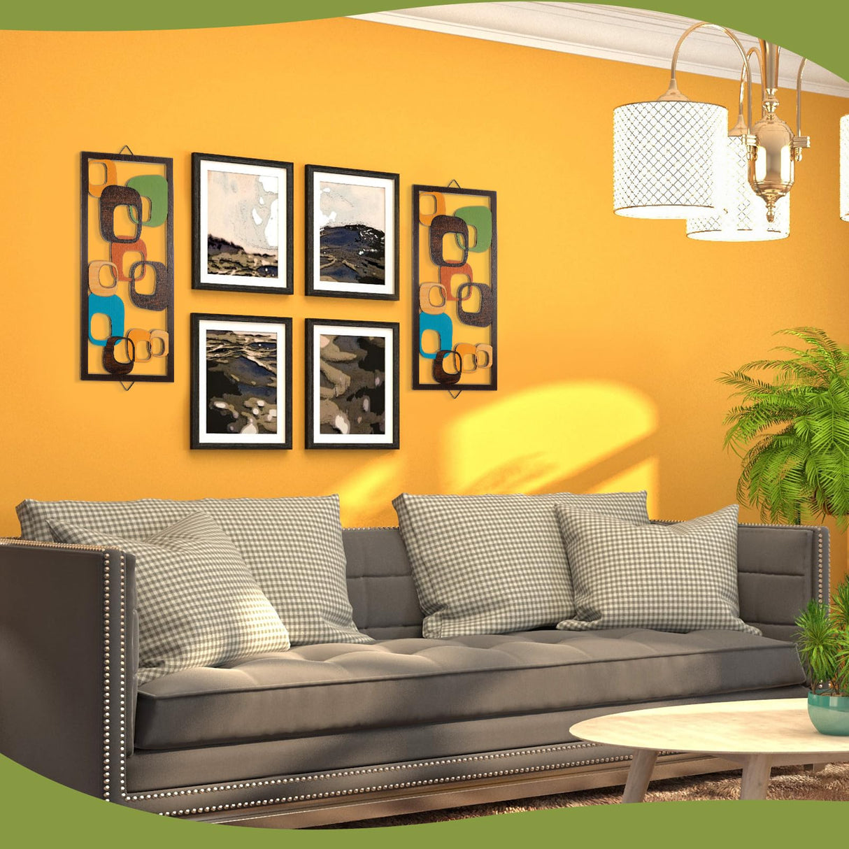 CroBlissful 2 Pcs Mid Century Wall Art Mid Century Modern Wall Decor Elegance Wall Accents Wood Abstract Decor Geometric Panels for Interior Wall Decor Panel Wall Art for Home Living Room(Geometric) CroBlissful