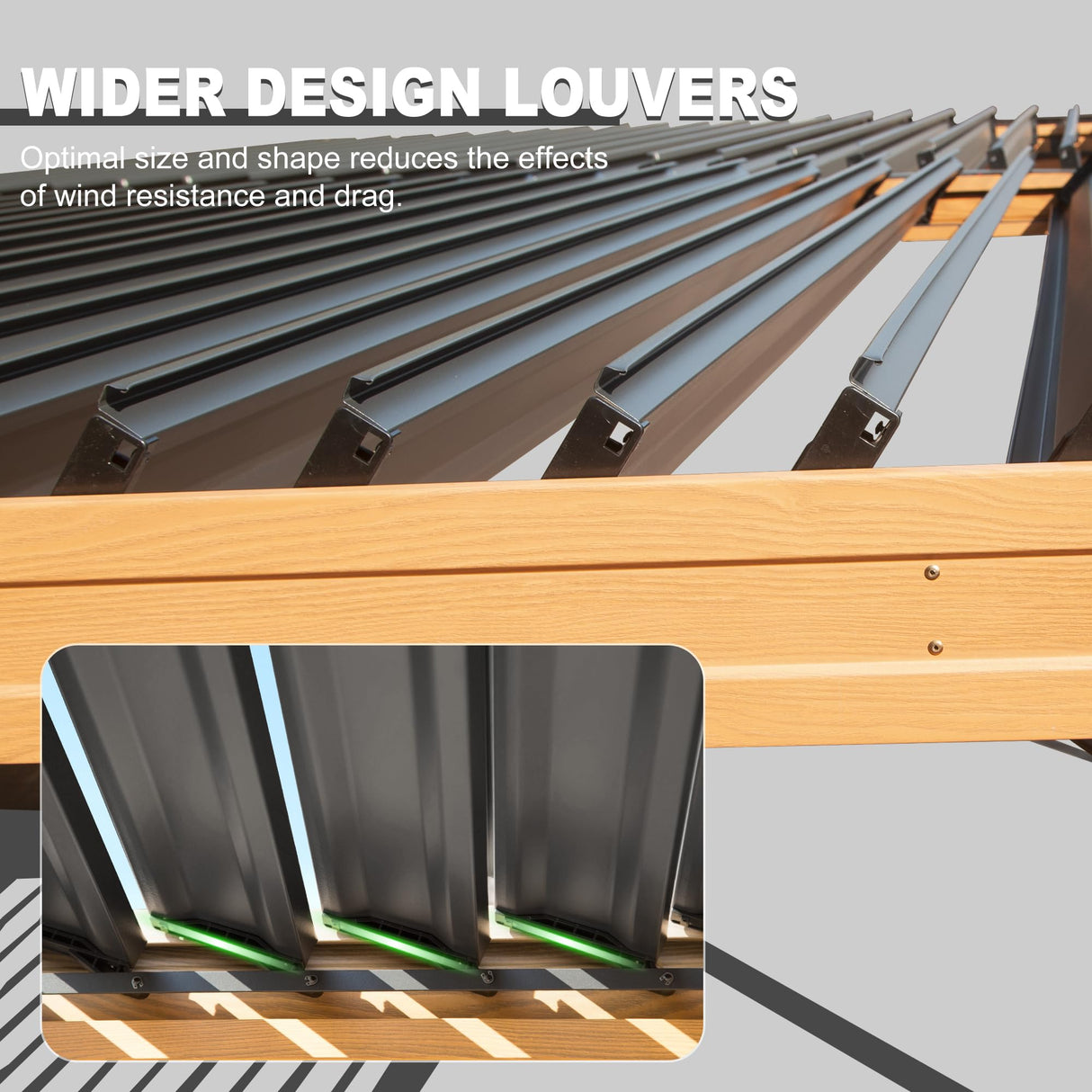 SHPAI 10’ x 20’ Louvered Pergola, Outdoor Pergola Aluminum Frame with Adjustable Rainproof Metal Roof, Permanent Sun Shade with Drainage System for Backyard, Garden and Lawn (Wooden Grain) SHPAI