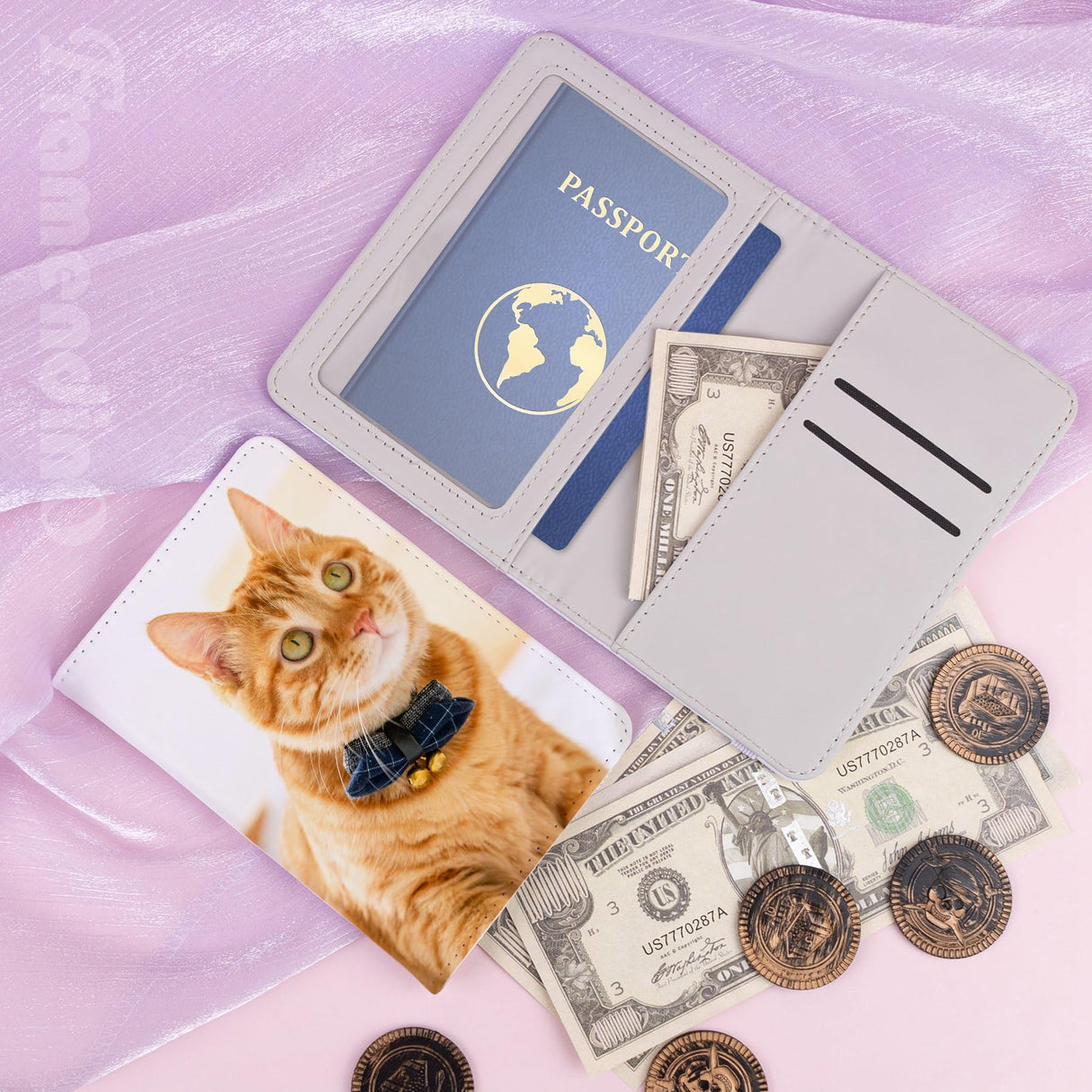 Framendino, 8 Pack Sublimation Passport Holder Covers Heat Transfer Wallet for Passport Business Cards Black and Grey Framendino