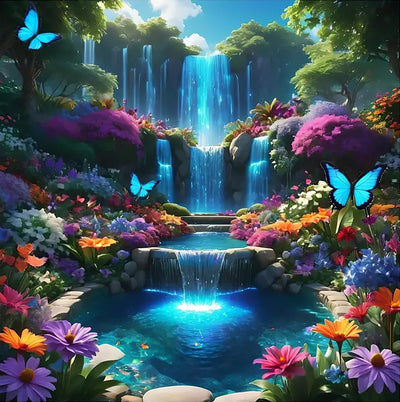 Landscape Scenery Diamond Art Kits for Adults Beginners, 5D DIY Full Round Drill Diamond Painting Kits Waterfall, Paint by Diamonds Dot Gem Art Crystal Flower Easy,Home Wall Decor 13.7X13.7Inch