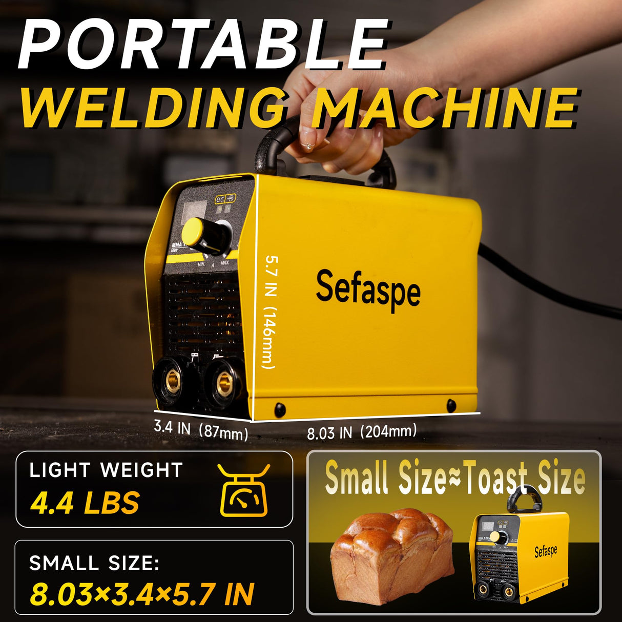 Sefaspe Stick Welder Machine, Mini Portable ARC MMA 110V 120A Welding Machine, IGBT Inverter Welder with Synergic Control, Hot Start, Arc force, Anti-Stick Sefaspe