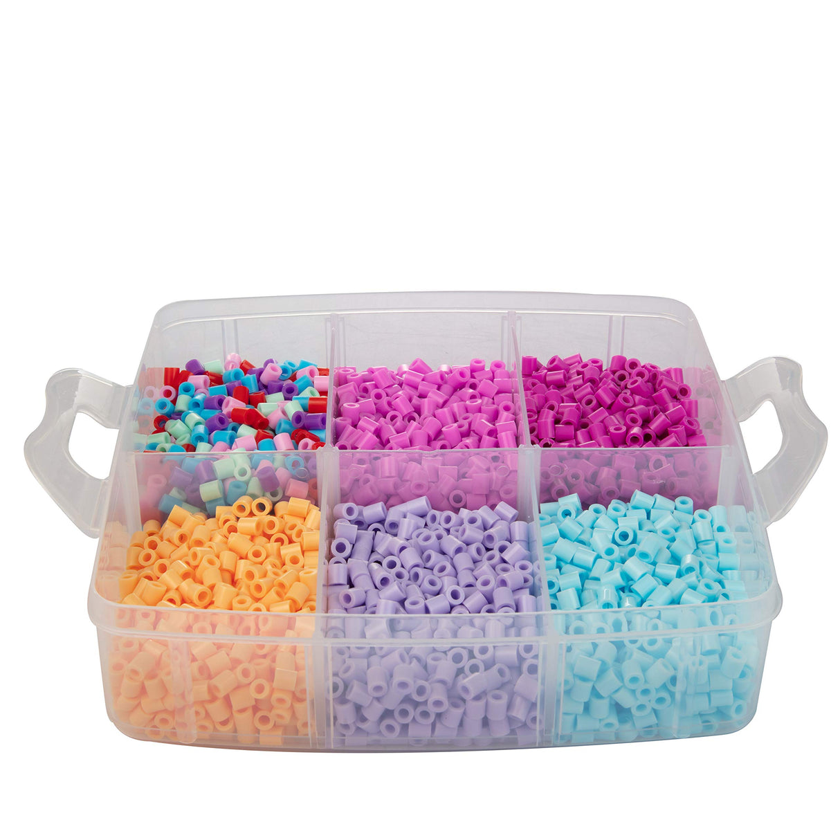 10,000pc DIY Fuse Bead Kit w Carrying Case - Fun Foods - 22 Colors, 12 Unique Templates, 4 Peg Boards, Tweezers, Ironing Paper, Case - Pixel Art Color by Numbers Craft Gift SCS Direct