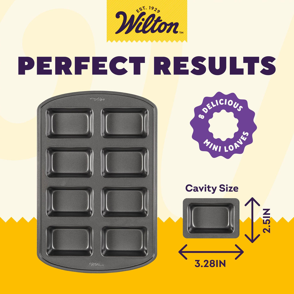 Wilton Perfect Results Non-Stick Mini Loaf Pan, 8-Cavity, 15.2 IN x 9.5 IN x 1.6, Gray Wilton