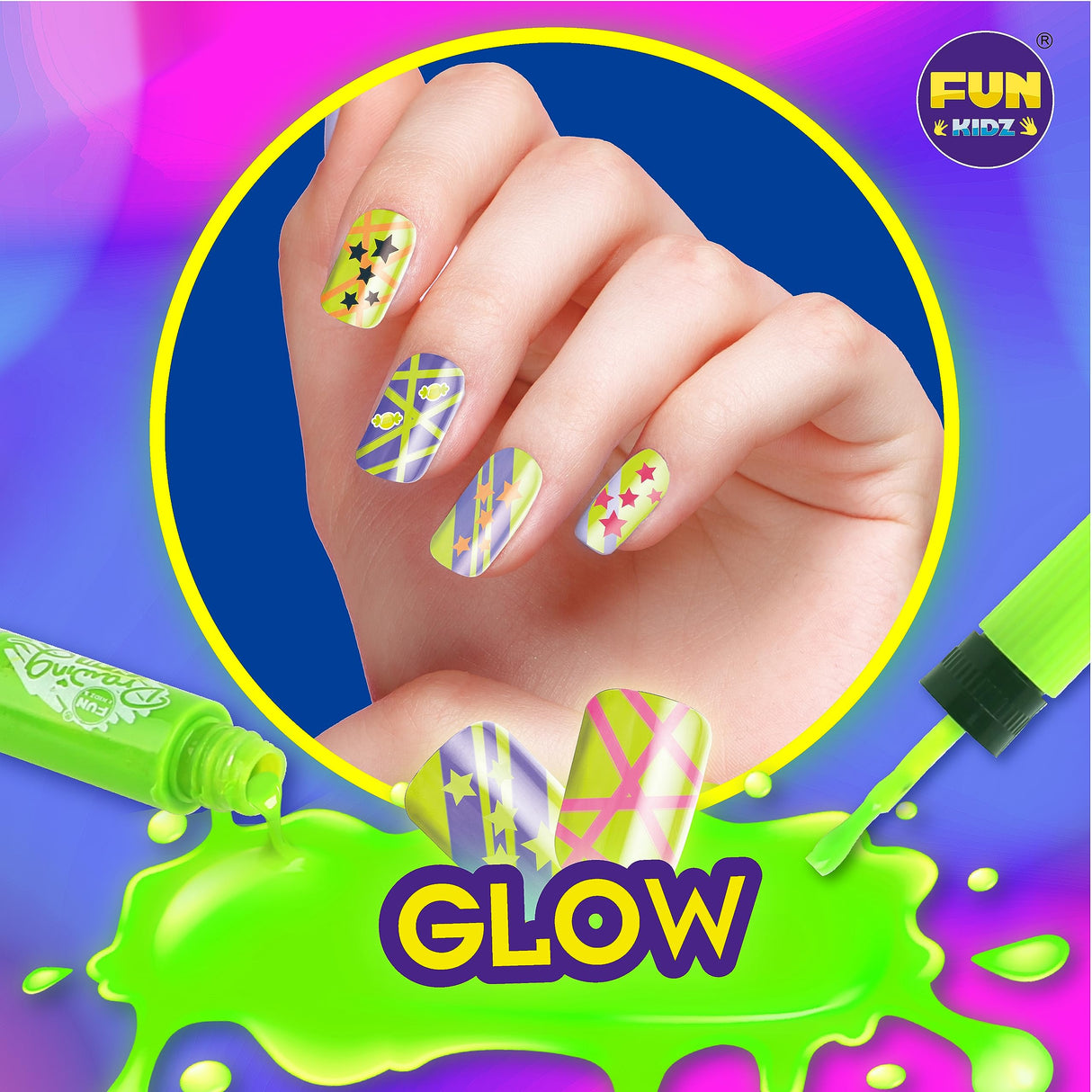 Kids Nail Kit for Girls Ages 7-12, FunKidz Ultimate 315Pcs Nail Polish Pens Combo Pack Size 17.91Wx12.4L Glitter Temporary Nail Supplies for Teens SPA Makeup Kit FUN KIDZ