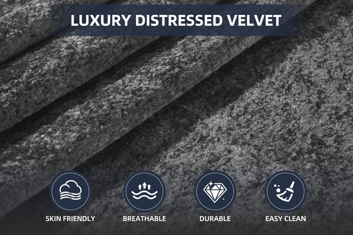 Homguava Modular Sectional Couches for Living Room,105" Cloud Couch with L-Shape Chaise,Comfy Sofa Living Room Couch with Deep Seat,No Assembly L Couch,Luxury Distressed Velvet(Grey,R) Homguava