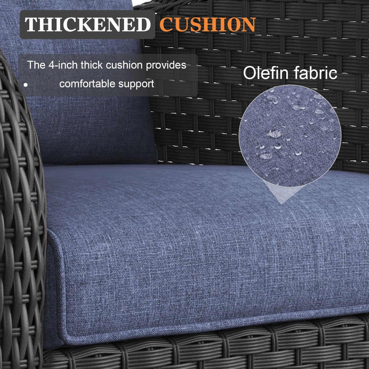 Vakollia 10 Pieces Patio Furniture Sets with Fire Pit Table, Wicker Rattan High Back Outdoor Swivel Rocking Chairs Set with 3-Seat Couch, Ottomans and Side Table Vakollia