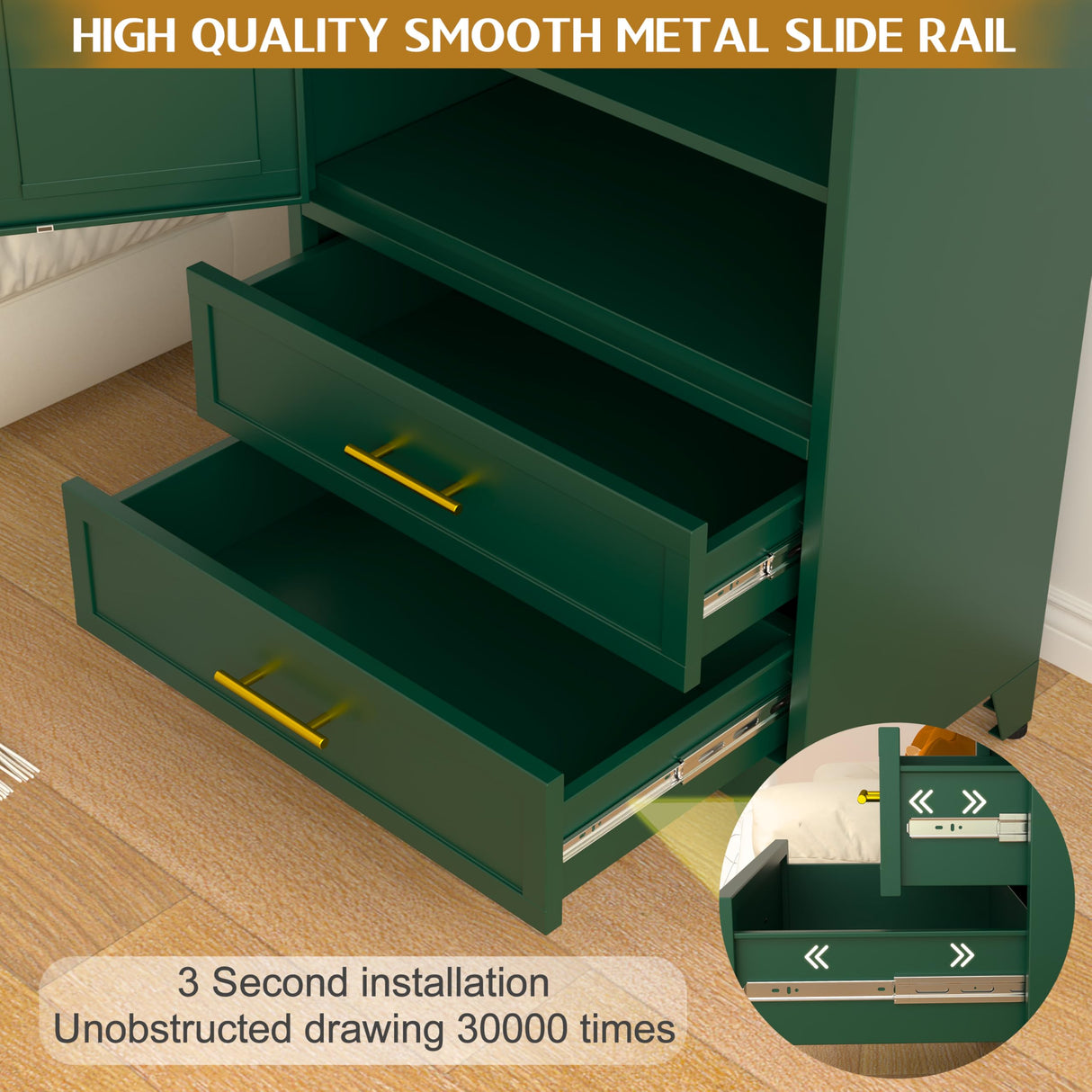 GAIOUS Steel Pantry Cabinet, 71" Metal Storage Cabinets with 2 Doors, 2 Adjustable Shelf and 2 Drawers, Freestanding Storage Cabinet for Bedroom, Kitchen, Living Room, Home Office (Green) GAIOUS