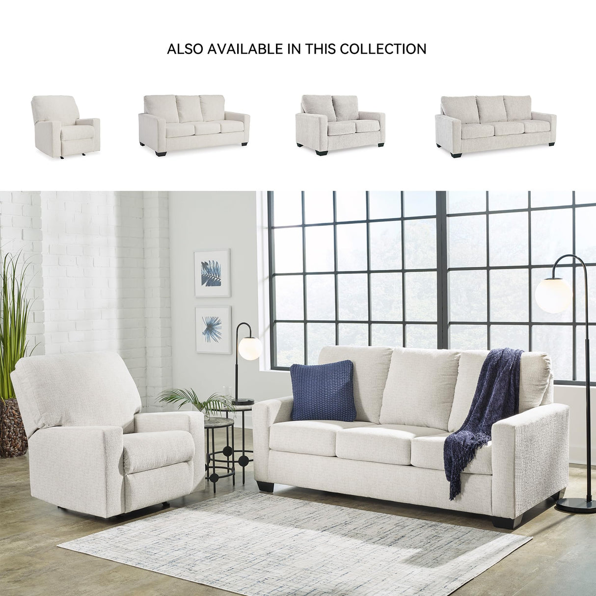 Signature Design by Ashley Rannis Coastal 2-in-1 Sofa Sleeper with Folding Gel Memory Foam Mattress, Queen, White Signature Design by Ashley