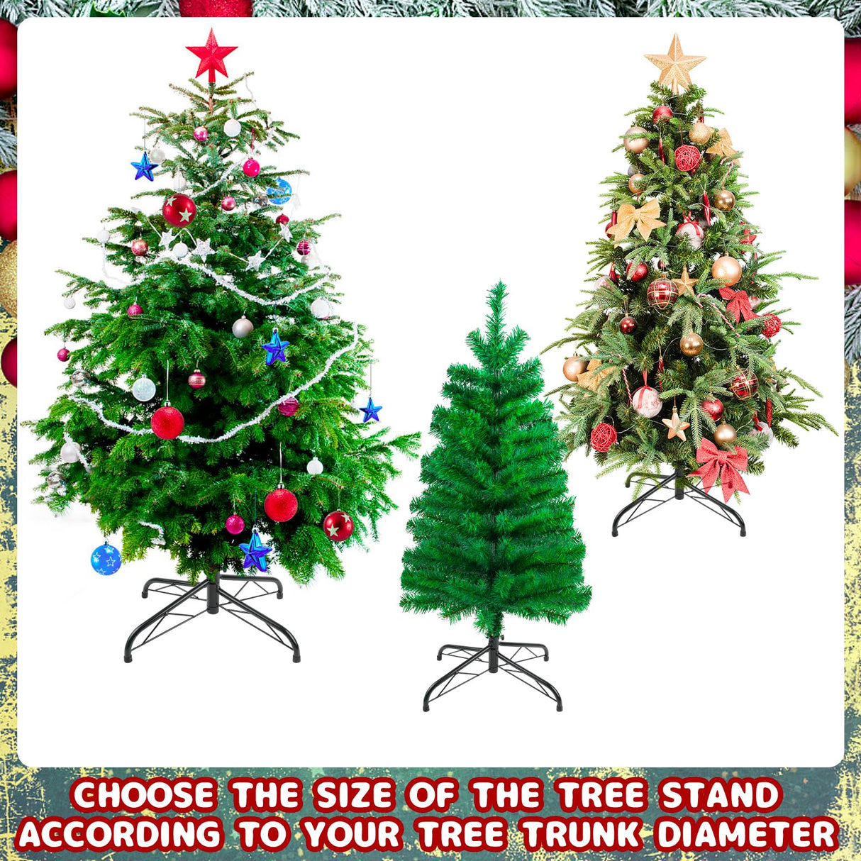 CCINEE Metal Christmas Tree Stand, Universal Folding Xmas Tree Stand 15.7 Inch Replacement Tree Stand Base for 3 Ft to 6 Ft Christmas Artificial Trees Fake Tree, Green CCINEE