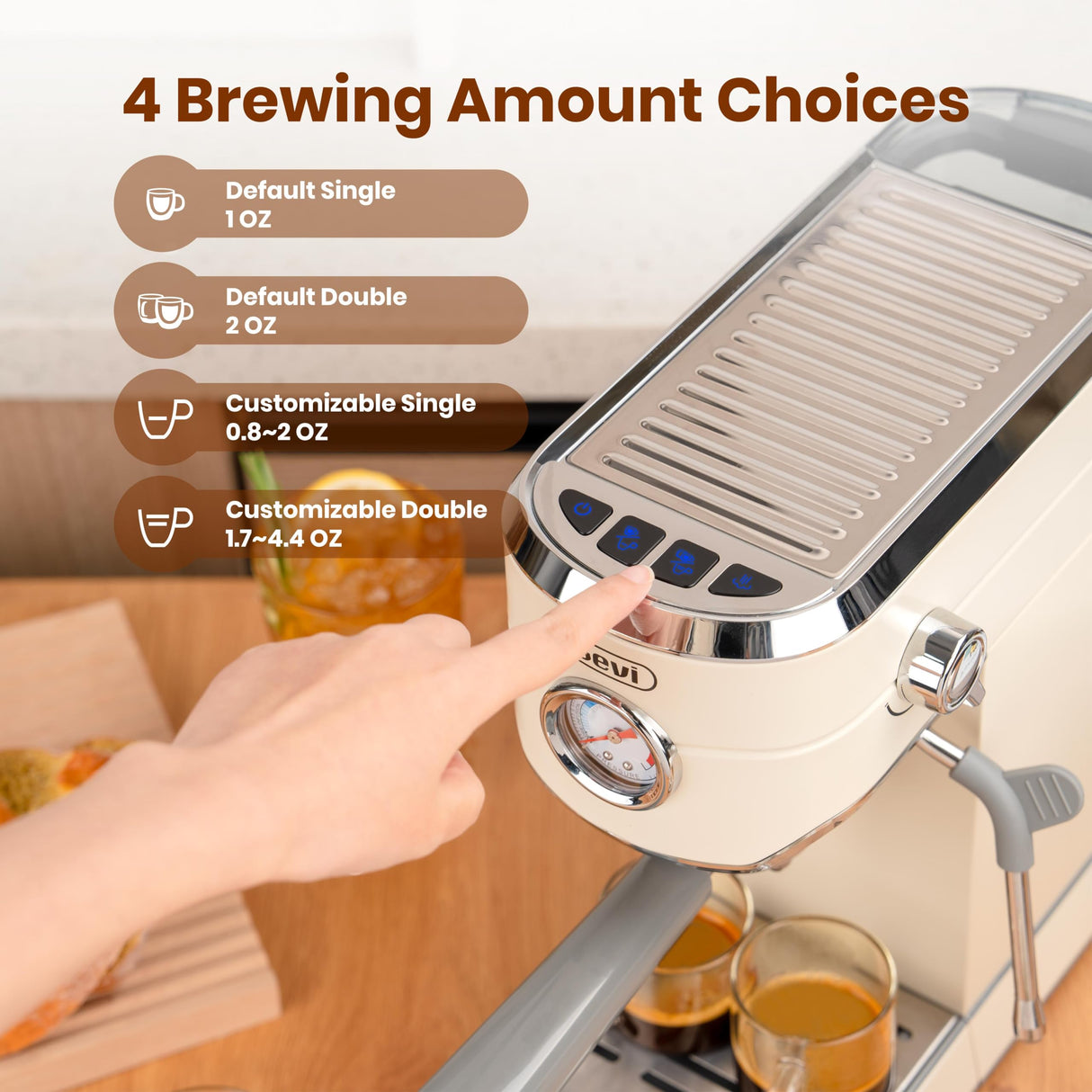 Gevi Espresso Machine 20 Bar with Grinder, Professional Espresso Maker with 35 Precise Grind Settings Burr Coffee Grinders Combos, Super-Automatic Espresso Machines, Gift for Coffee Lover Gevi