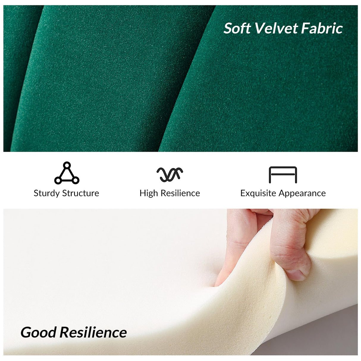 HULALA HOME Velvet Loveseat Sofa with Flower Shaped Back, Modern 2-Seater Sofa for Living Room Bedroom, Comfy Upholstered Small Love Seat Couch with Gold Legs, Green HULALA HOME