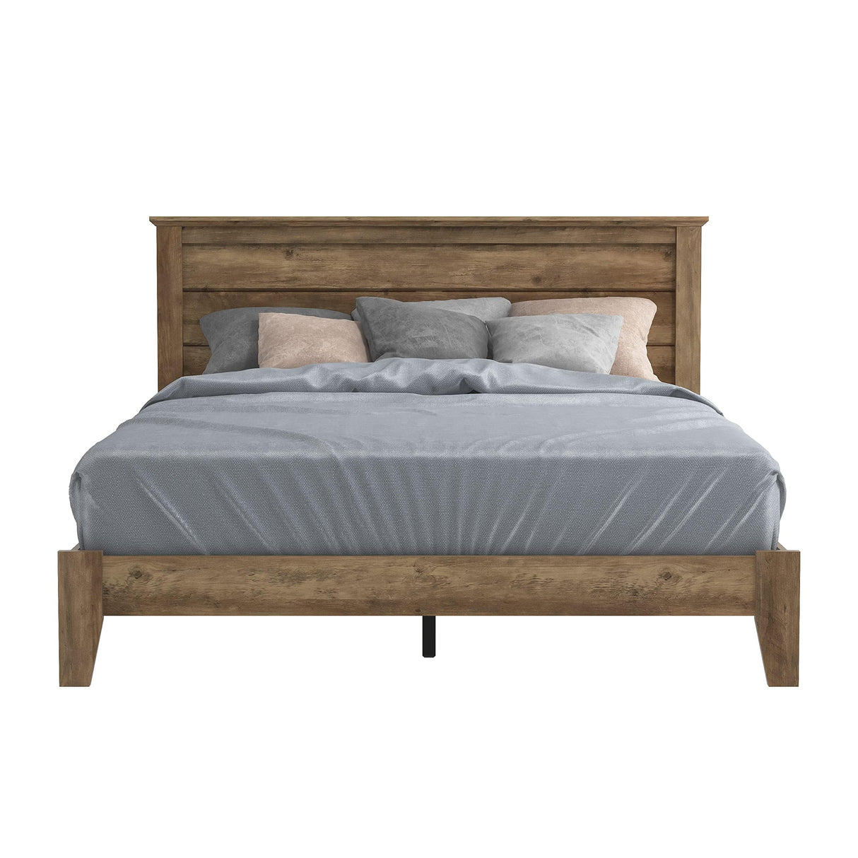 Galano Tiena Queen Bed Frame in Knotty Oak with Wooden Slat Support Galano