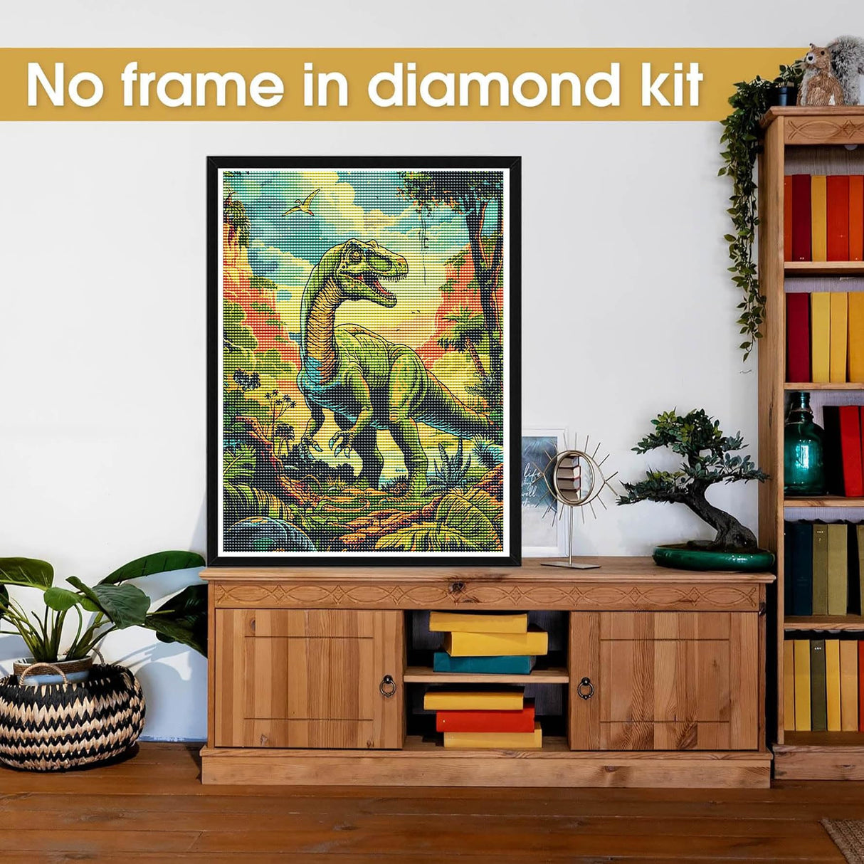 Bimkole 5D Diamond Art Kits for Adults Dinosaurs, Full Drill DIY Rhinestone Embroidery Set Paint with Diamonds Art Forest Animals by Number Kits Cross Stitch Home Wall Craft Decor 12x16 Inch Bimkole