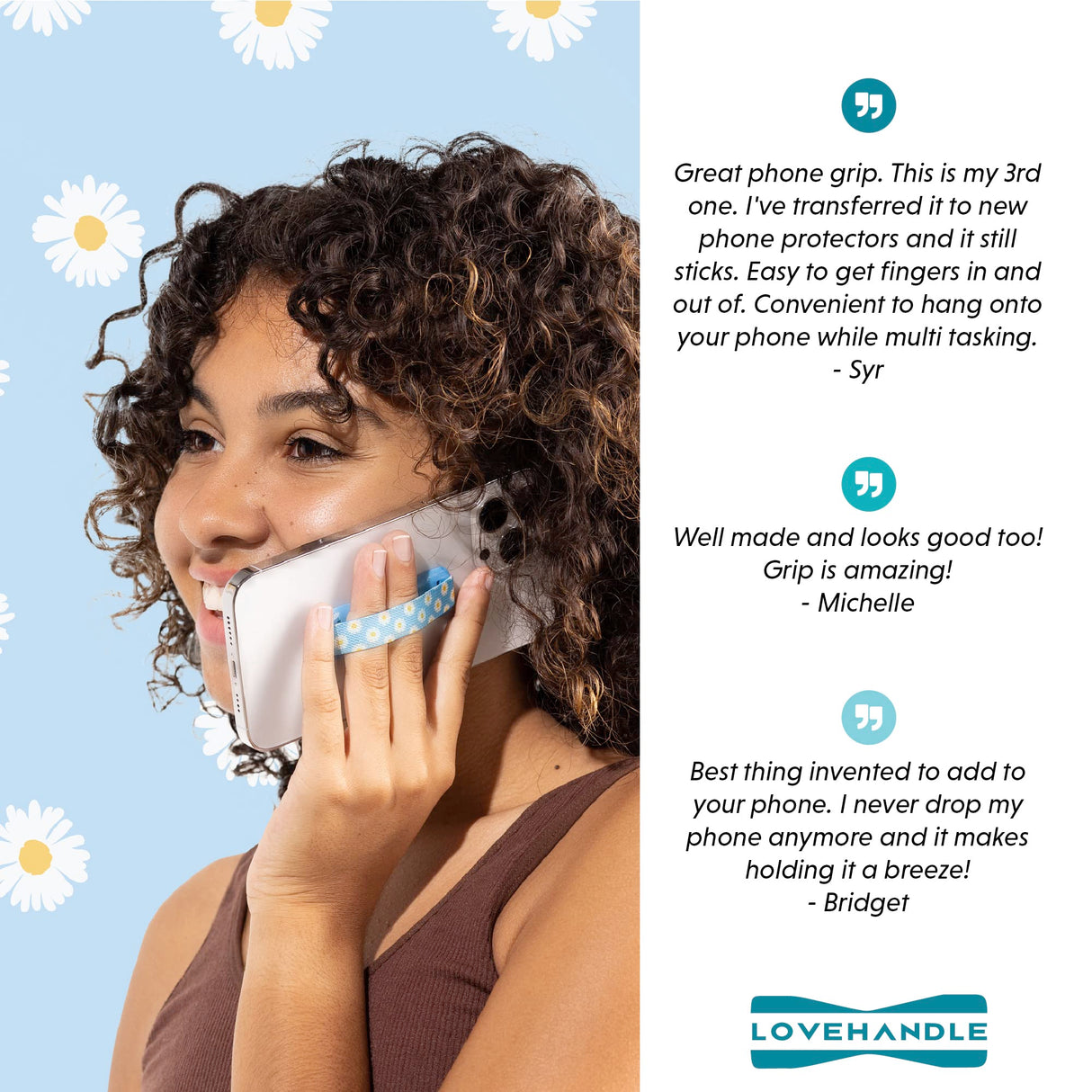 LOVEHANDLE Universal Phone Grip for Smartphones & Mini Tablets - Phone Holder for Hand - Wireless Charging Compatible - Made in The USA - Solid Black LOVEHANDLE