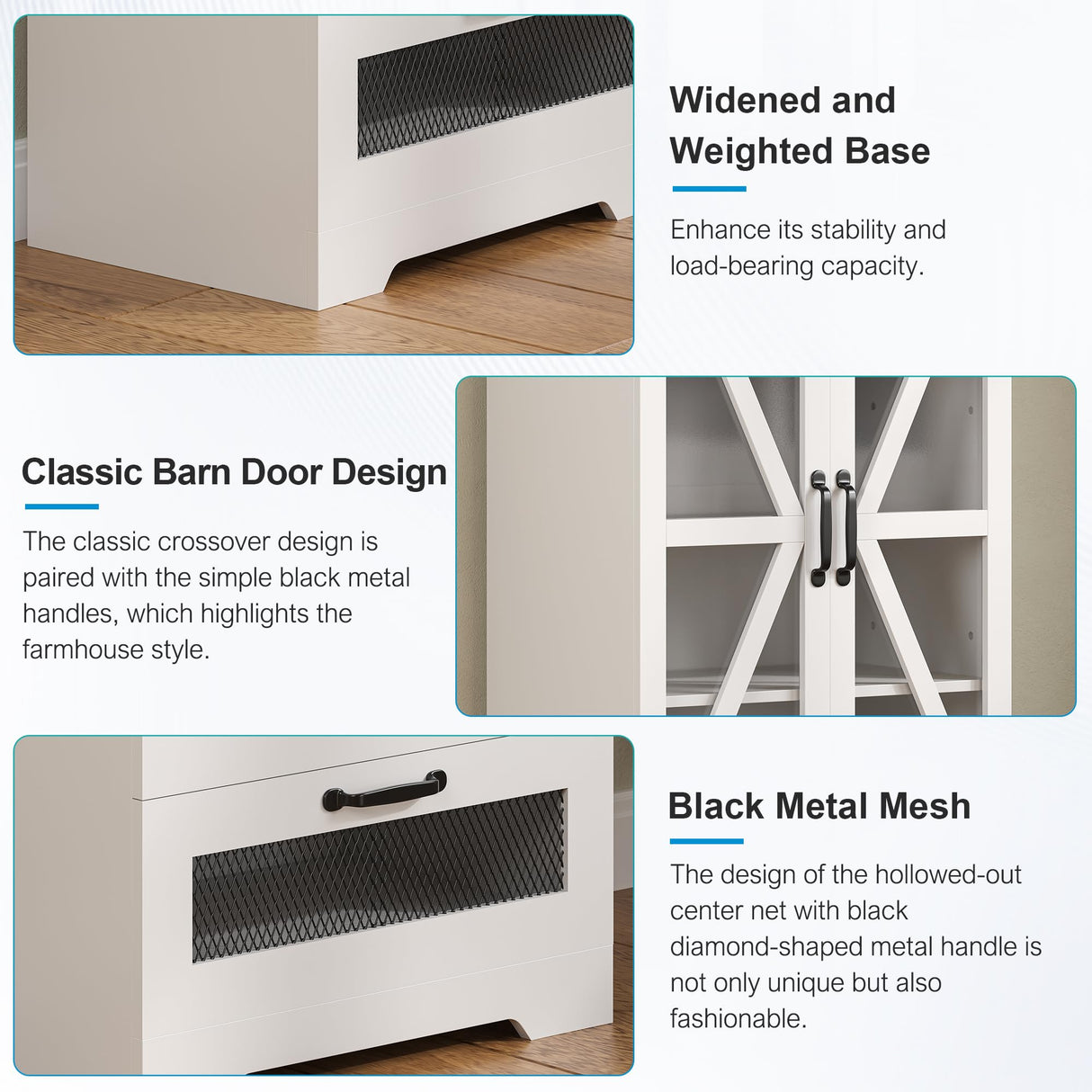 Semoic 47" Display Storage Cabinet with Adjustable Shelves,Pantry Storage Cabinet with LED Light, 4-Tier Curio Showcase with Drawer for Toys, Books, Collection, White Semoic