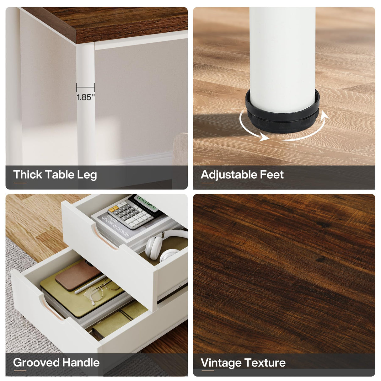 Tribesigns Two Person Computer Desk with 5 Drawers, 78.7 Inches Extra Long Double Office Desk, Modern Simple Double Computer Desk Study Writing Table Workstation for Home Office(Brown/White) Tribesigns