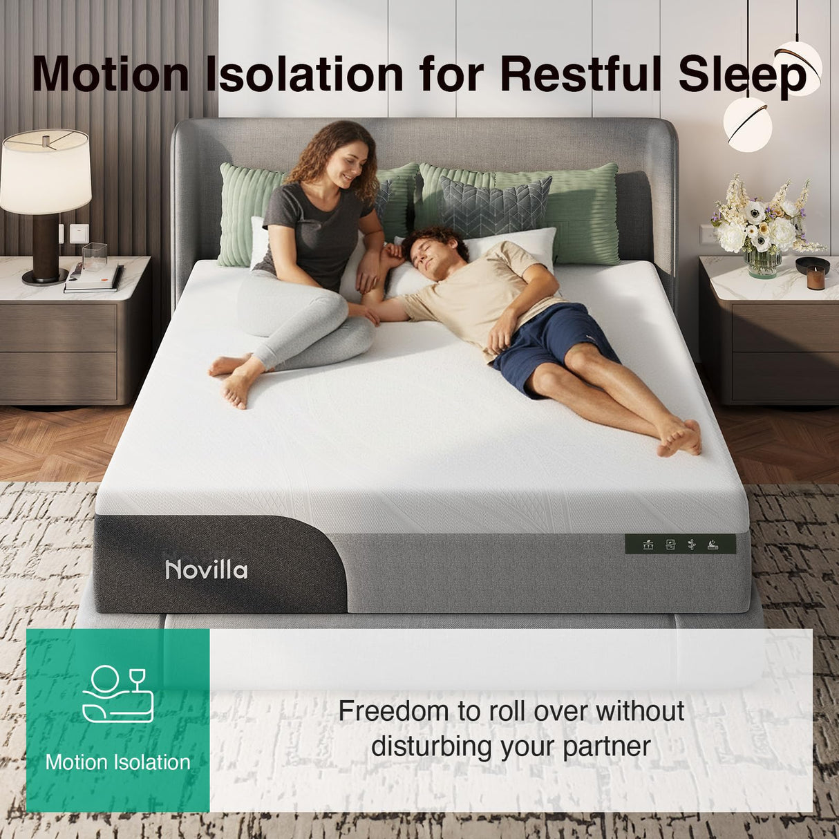 Novilla 14 Inch King Size Mattress, Gel King Memory Foam Mattress in a Box with Cool-Touch Nylon Cover for Cooling Night Sleep, Pain Relief & Spinal Support with Comfort Foam, CertiPUR-US Certified Novilla