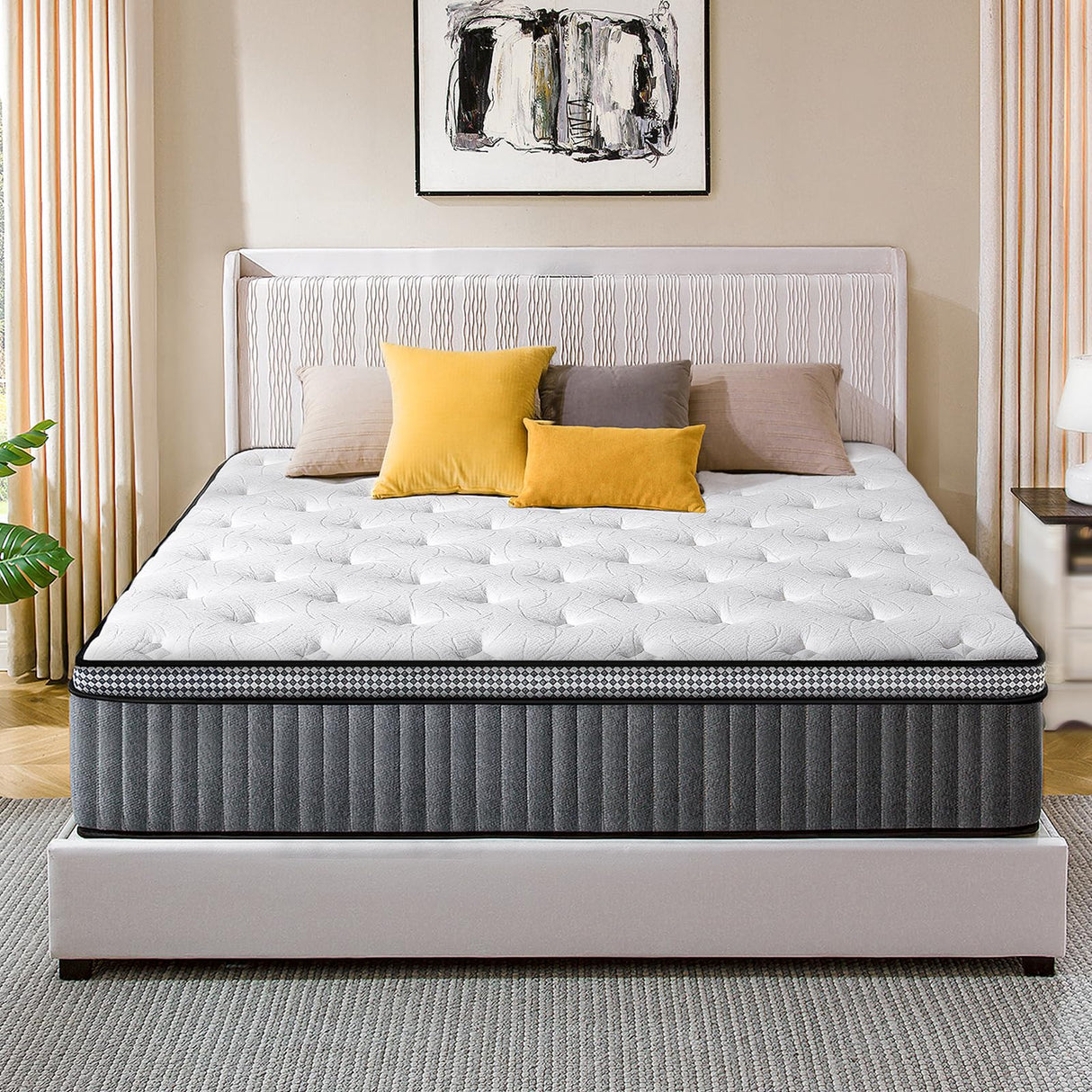 Queen Mattress, 14 Inch Hybrid Queen Size Mattress in a Box with Gel Memory Foam, Pocket Springs for Motion Isolation, Zoned Back & Lumbar Support, Medium Firm, CertiPUR-US Certified, 100-Night Trial LegacyAmerhome