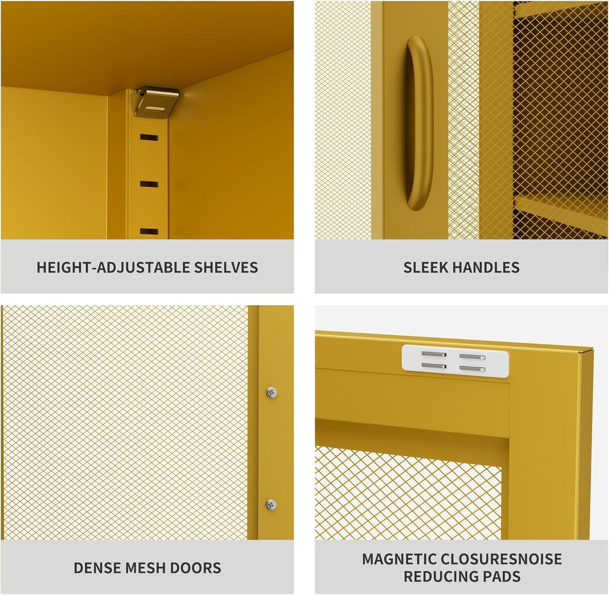 YAUWOH Metal Garage Storage Cabine with 2 Doors and 4 Adjustable Shelves - 73" Metal Display Cabinet,Metal Mesh Cabinet for Office,Home,Garage,Gym,School YAUWOH