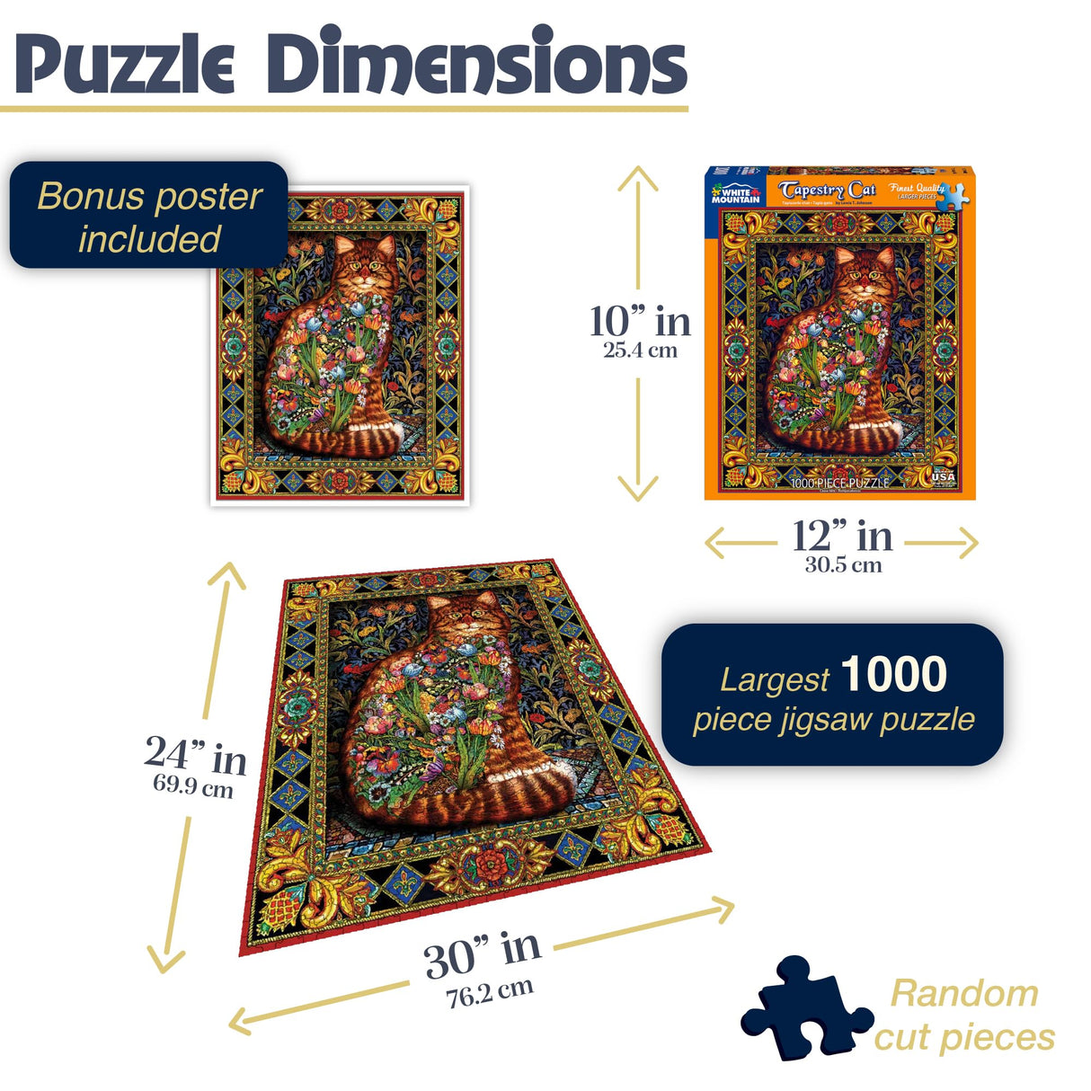 White Mountain Puzzles Tapestry Cat - 1000 Piece Jigsaw Puzzle White Mountain