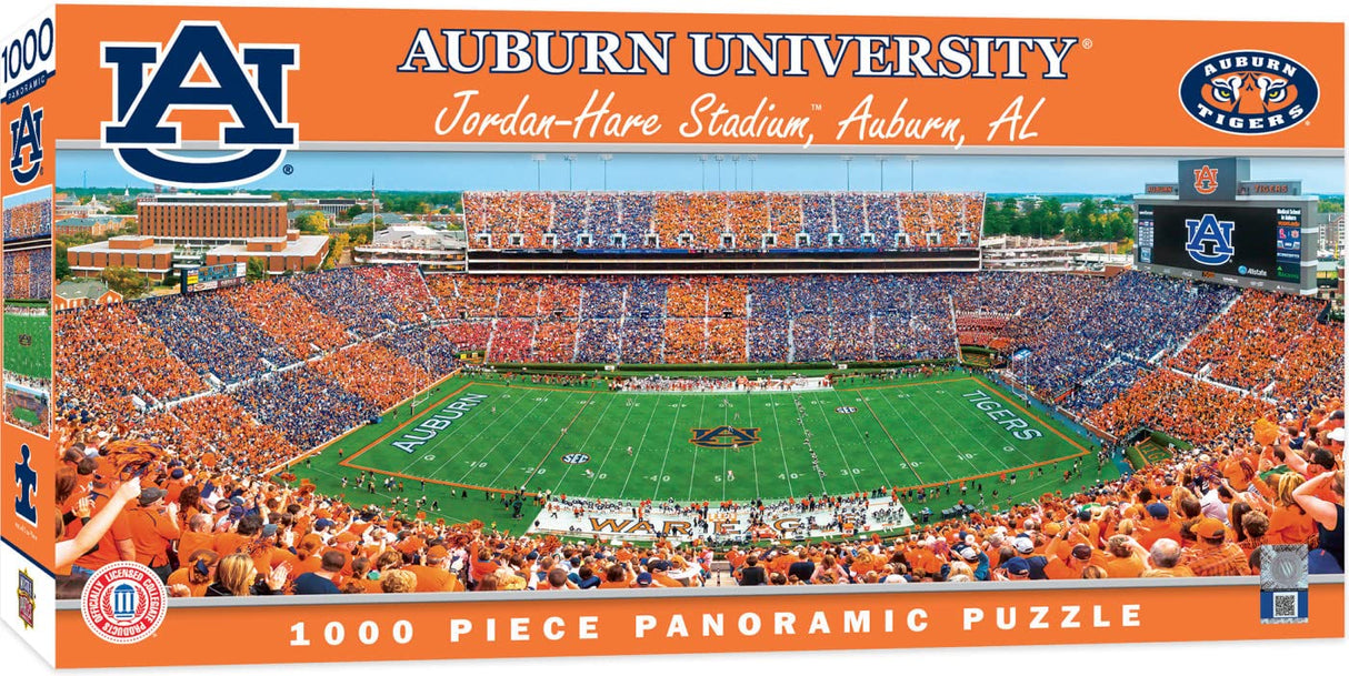 MasterPieces - 1000 Piece Jigsaw Puzzle, NCAA Auburn Tigers, Panoramic Football Stadium View, Fun for Adults and Family, 13"x39 Masterpieces