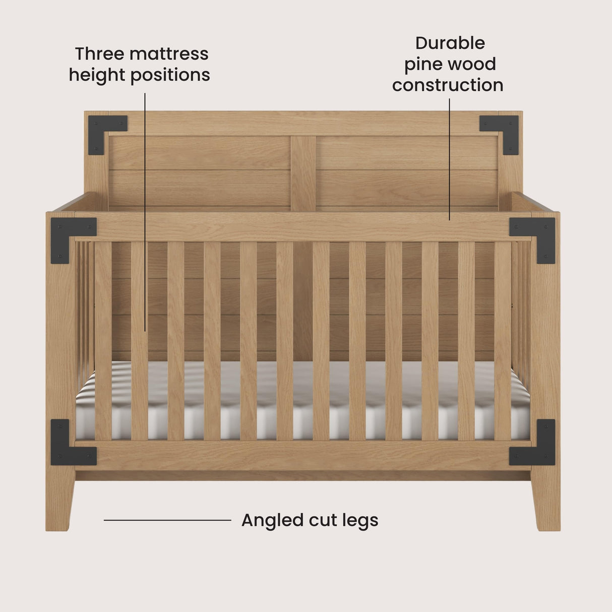 Child Craft Lucas 4-in-1 Convertible Crib, Baby Crib Converts to Day Bed, Toddler Bed and Full Size Bed, 3 Adjustable Mattress Positions, Non-Toxic, Baby Safe Finish (Nutmeg) Child Craft