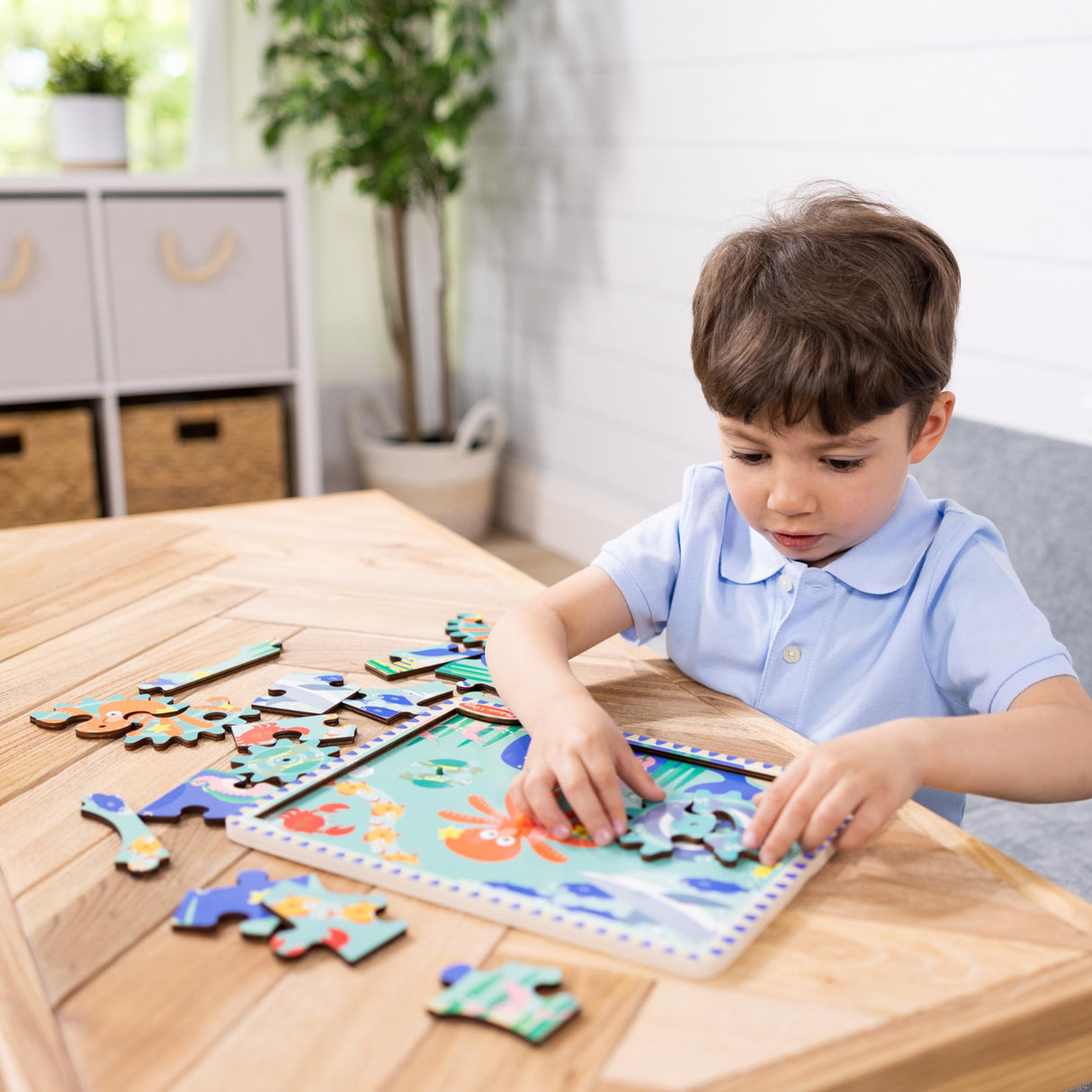 Melissa & Doug Wooden Underwater Jigsaw Spinning Gear Puzzle – 18 Pieces Wooden Puzzle for Toddlers and Preschoolers, for Boys and Girls Ages 3+ Melissa & Doug