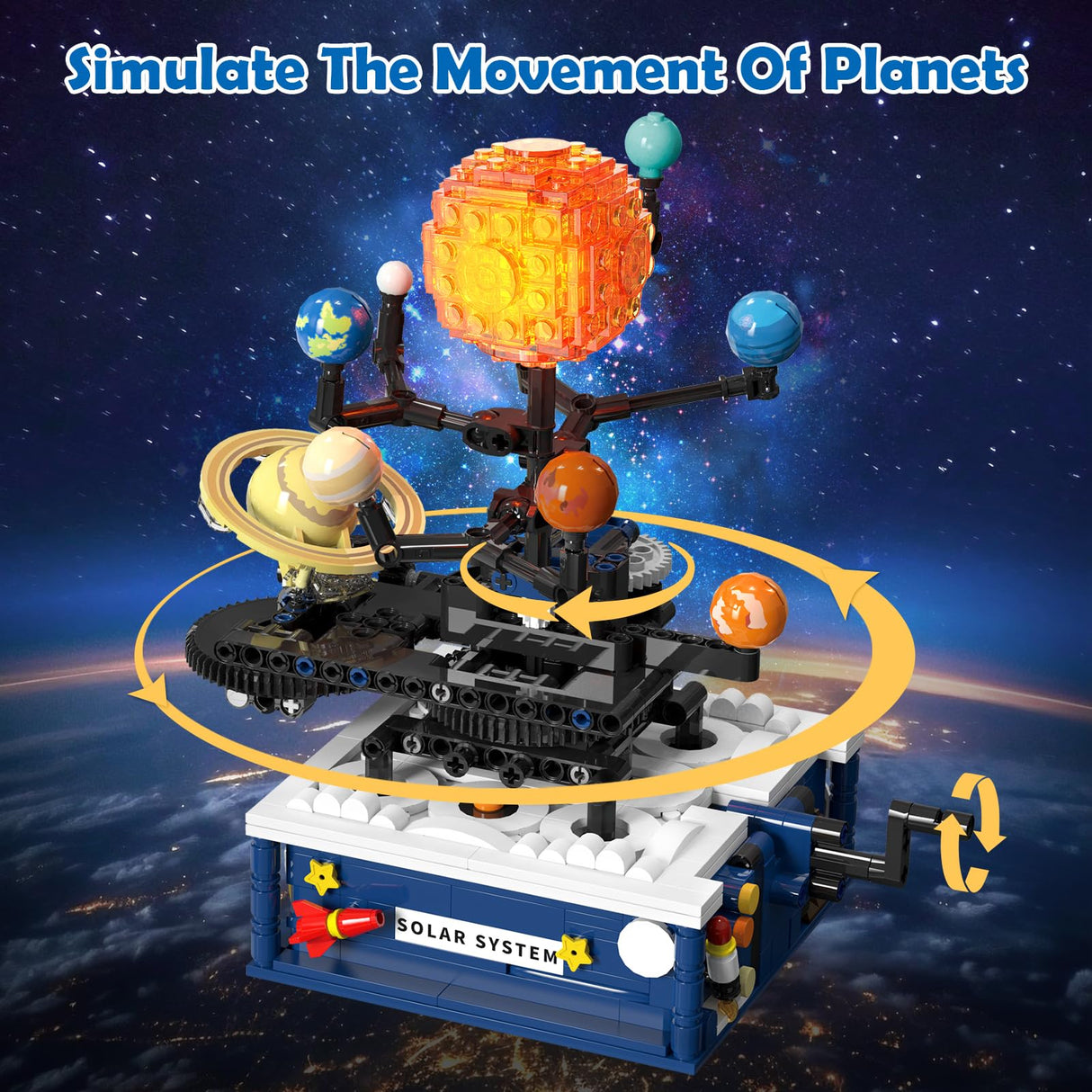 Solar System Building Sets with Light - Rotatable Space Exploration Building Toys with 9 Planets & Rocket Sets Science Astronomy Educational Gifts for Boys Girls Age 6+ Years Old Kids(775 PCS) CUBIMANA