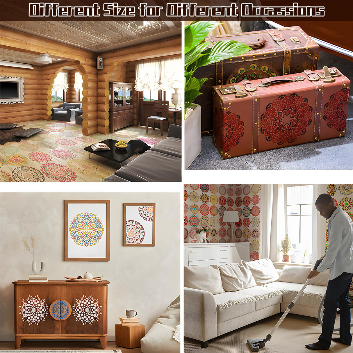 Mandala Stencils for Painting & Crafts - Small Rangoli Stencils for Wood, Wall, Furniture & Fabric - Great for DIY Projects & Home Decor (4 inch) Felixcraft