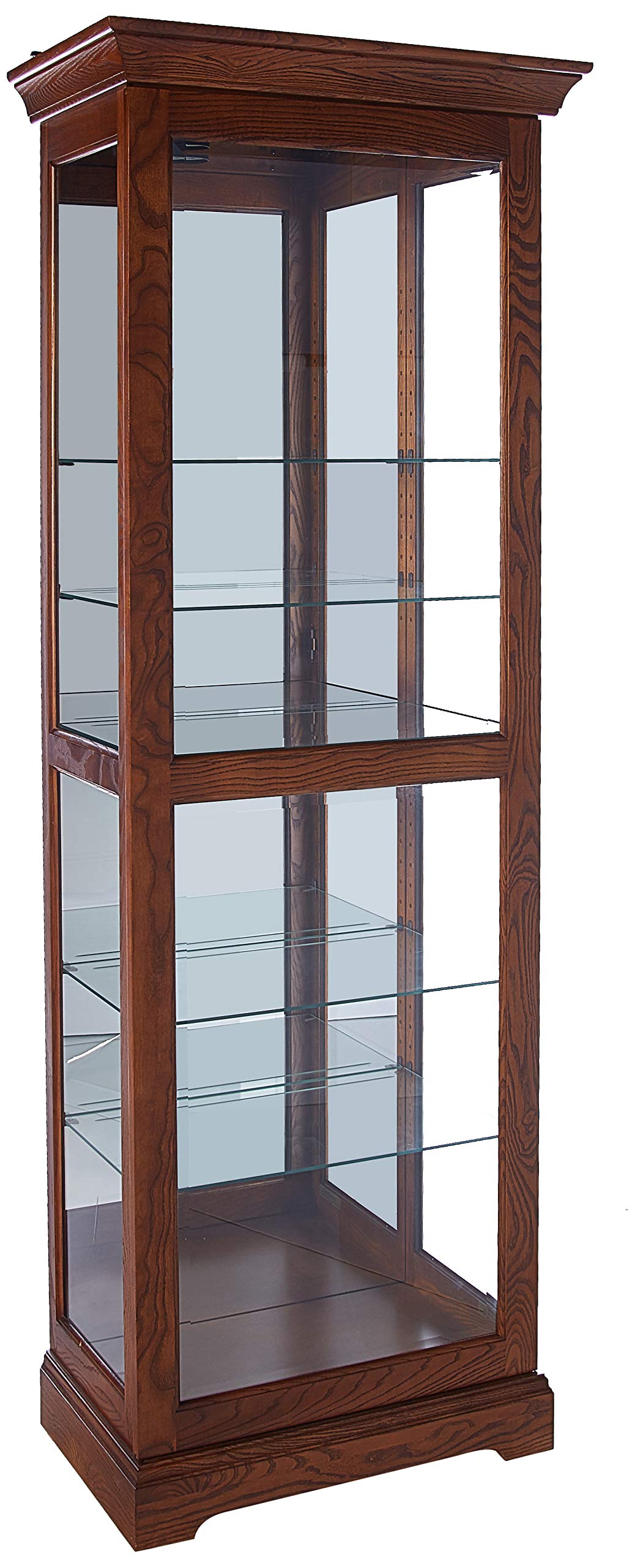 Howard Miller Moorland Curio Cabinet – Lighted Wooden Curio Cabinet with Adjustable Shelves Mirrored Back Locking Beveled Glass Door No Reach Interior Light Switch Quality Office & Home Decor Howard Miller