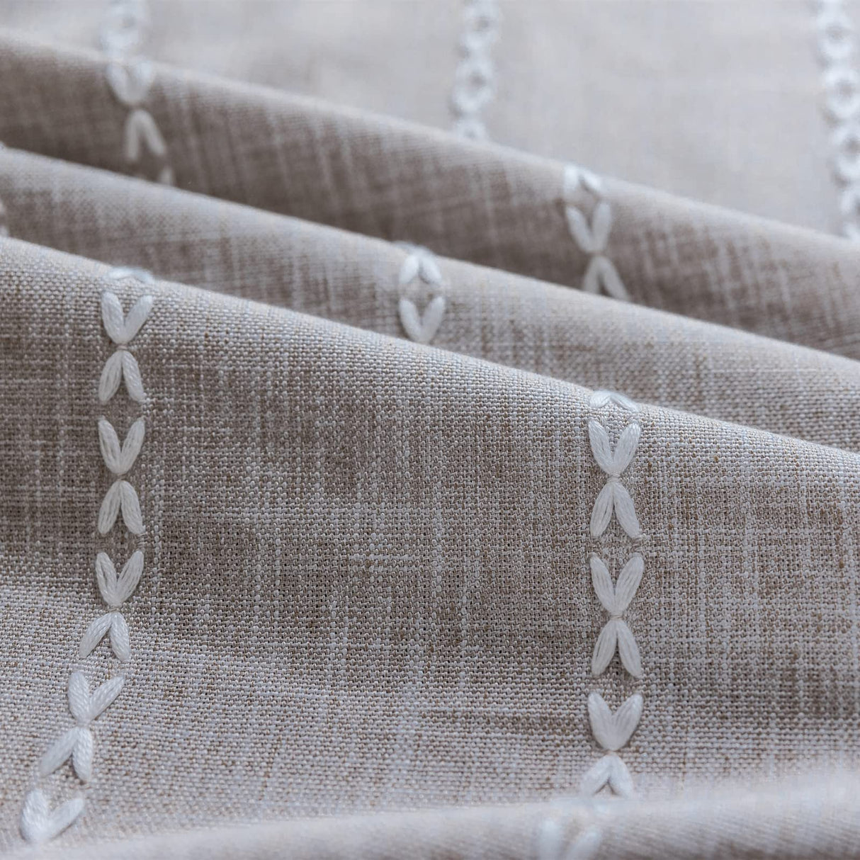 RoomTalks Country Farmhouse Cotton Polyester Curtains for Bedroom Living Room 63 Inch Length Light Filtering Boho Chic Cabin Rustic Window Curtain Panels with Tassels Striped Bohemian Draperies RoomTalks