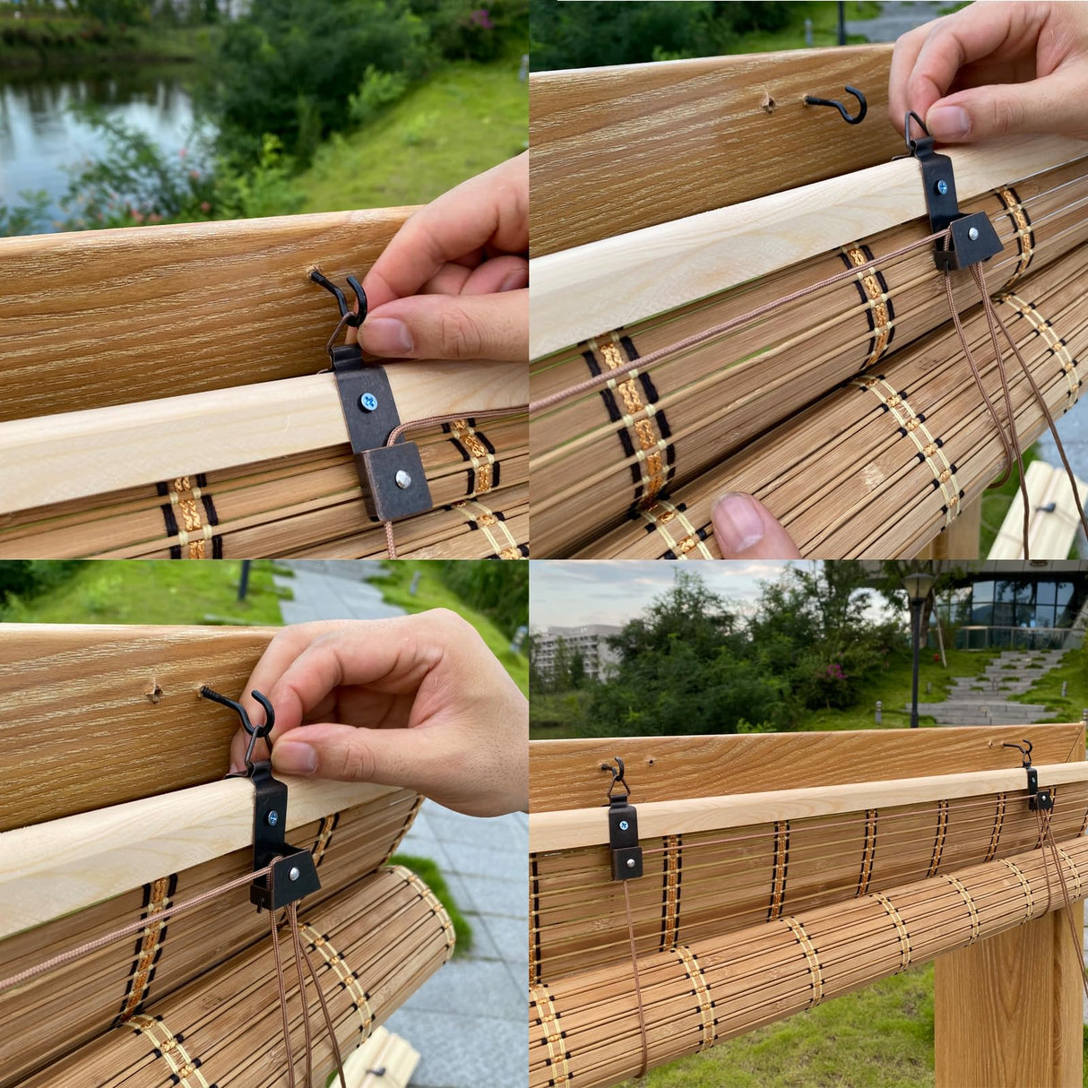 XiuXiu Bamboo Blinds Bamboo Shades Roman Bamboo Curtains Roller Shades for Interior Windows Roll Up Blinds Indoor Outdoor Patio A 28" W x 48" H XiuXiu