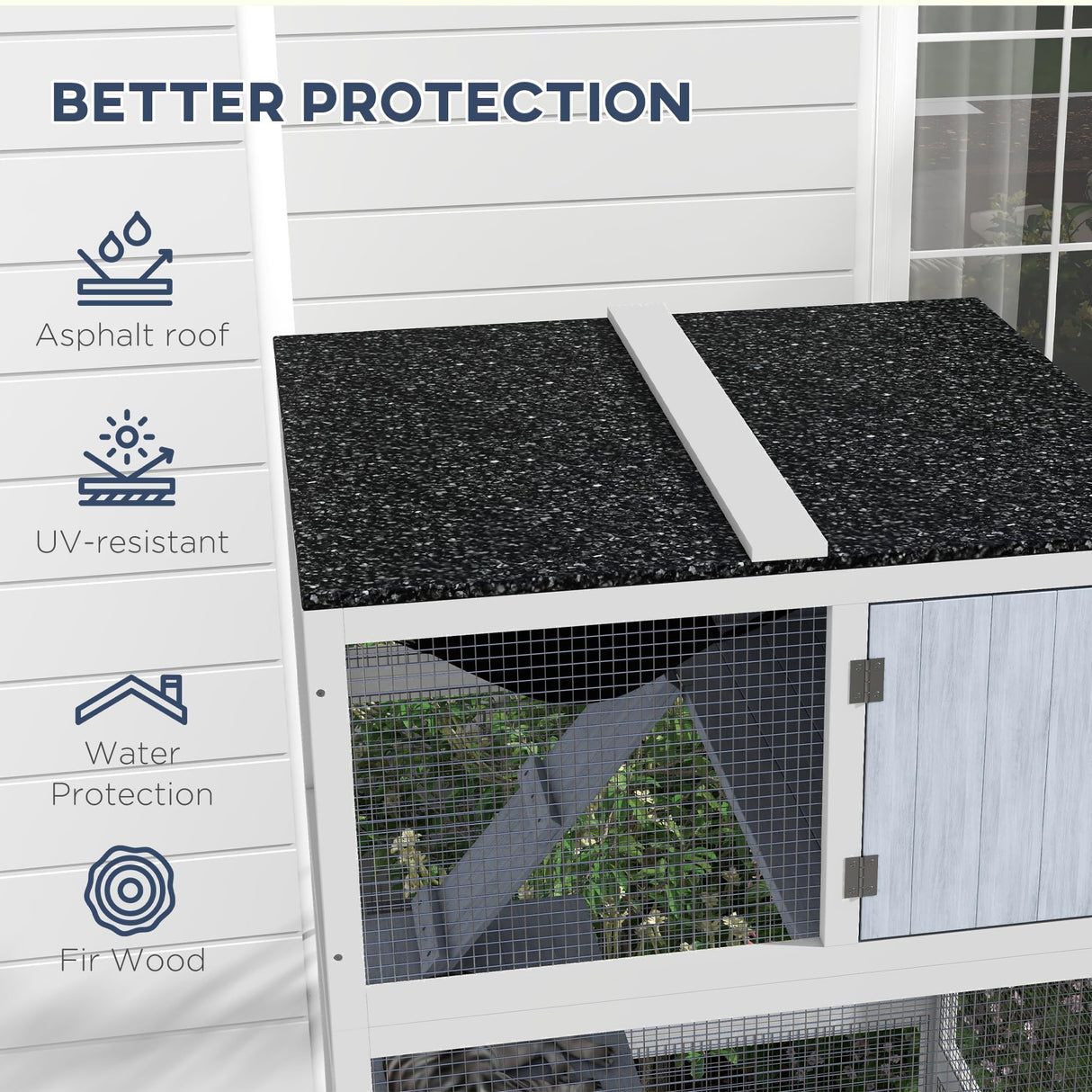 PawHut Catio, Outdoor Cat Enclosure House, Wooden Feral Cat Shelter on Wheels, Cat Cage with Hammock, Platforms Ramps, and Weather Protection Asphalt Roof, 34", Gray PawHut