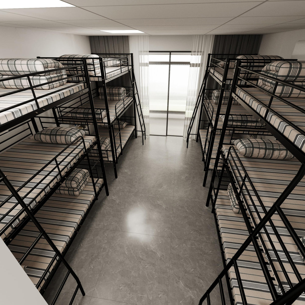 LUMISOL Twin Size Triple Bunk Beds, Heavy Duty Metal Triple Bunk Bed Frame with Ladder for Share Bedrooms, Detachable Bunk Beds, Can be Divided into 3 Beds, Black LUMISOL