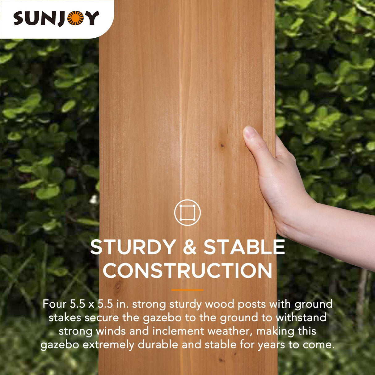 Sunjoy Hardtop Gazebo 11’ x 13’ Outdoor Cedar Framed Wood Gazebo with Black Double Steel Hardtop Roof Permanent Canopy for Garden, Backyard Shade… Sunjoy