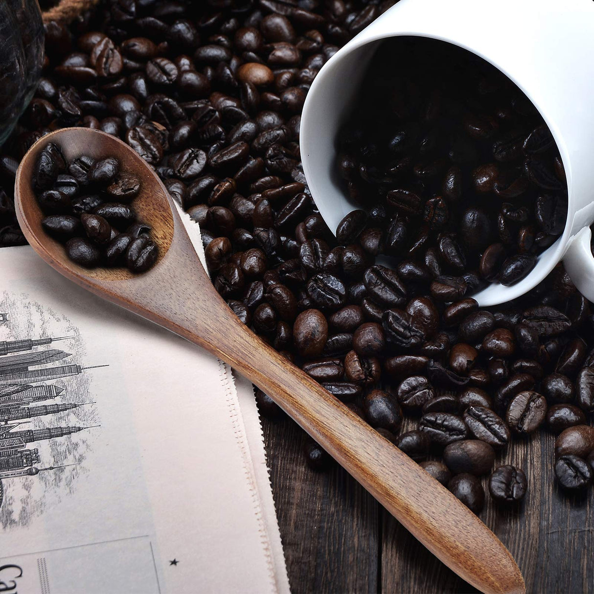 Sevensun Small Wooden Teaspoon, 6pcs Serving Wooden Utensils For Cooking, Condiments, Honey, Spoons For Daily Use sevensun