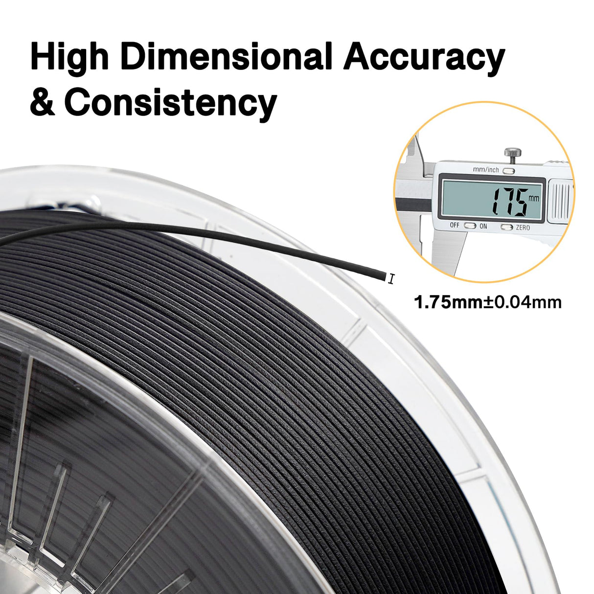 YXPOLYER Carbon Fiber ABS Filament 1.75mm 1kg ABS-CF 3D Printer Filament with Transparent Reusable PC Deformation-Resistant Spool fit AMS yxpolyer