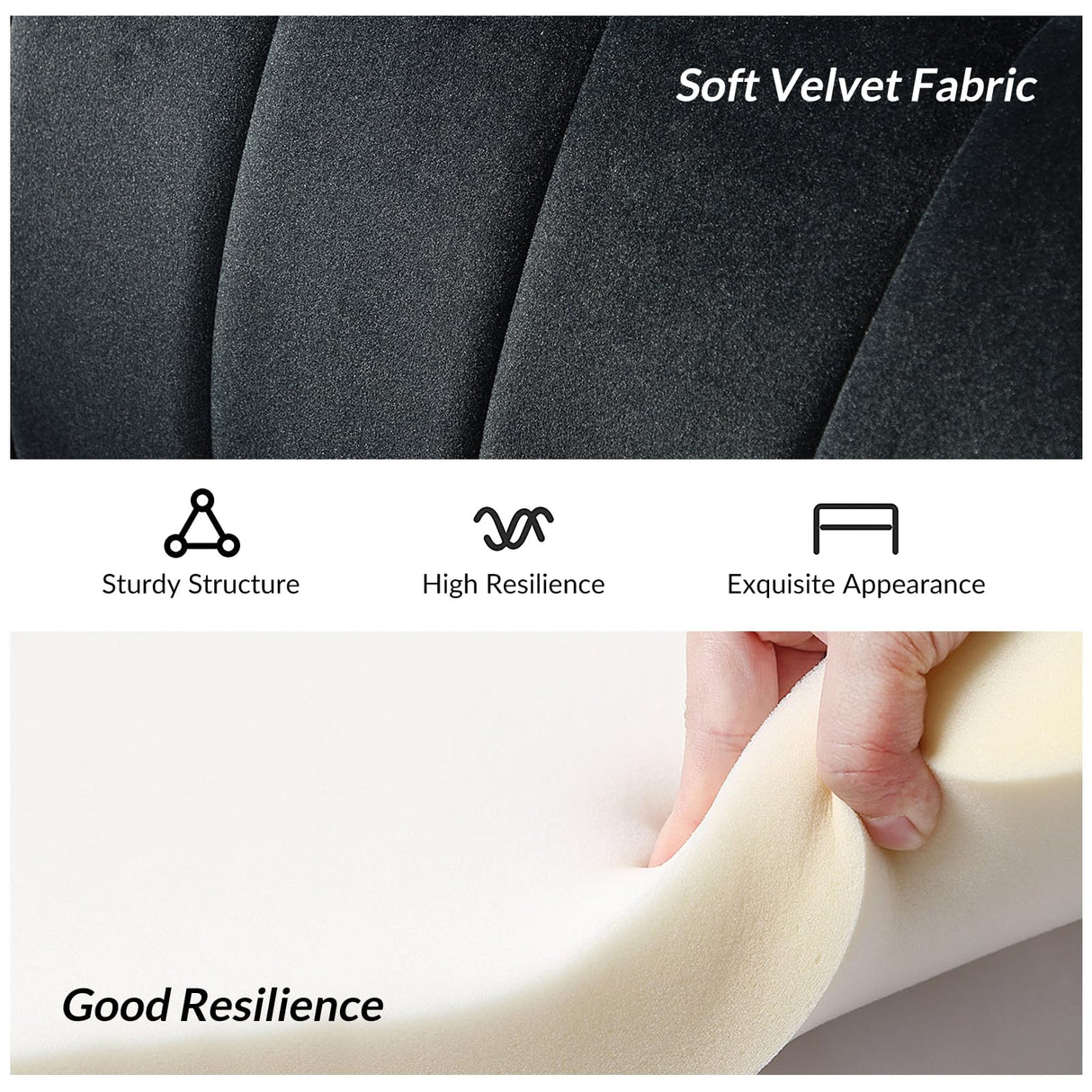 HULALA HOME Modern Velvet Loveseat Sofa with Flower Shaped Back, Comfy Upholstered 2-Seater Sofa with Gold Metal Legs, Small Love Seat Accent Couch for Living Bedroom Leisure Areas, Black HULALA HOME