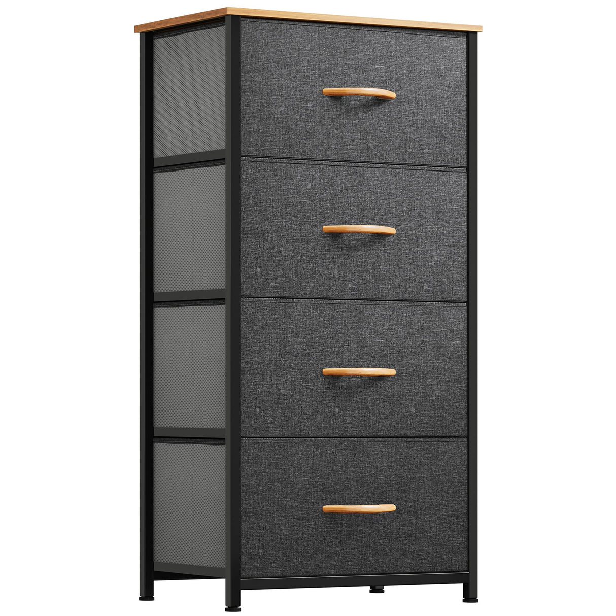 YITAHOME Dresser with 4 Drawers - Fabric Storage Tower, Organizer Unit for Bedroom, Living Room, Hallway, Closets - Sturdy Steel Frame, Wooden Top & YITAHOME