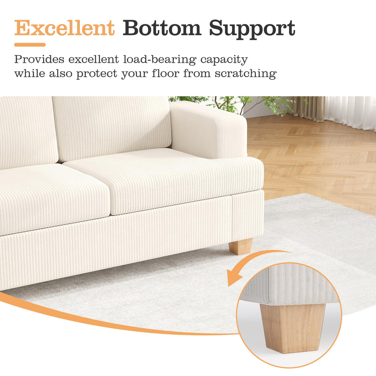 Apicizon 89'' 3-Seat Sofa Couch with Loveseat, 2 Piece Comfy Sofa Sets for Living Room, Modern Lounge Sofa Sleeper Couch for Apartment with Deep Seat, Living Room Set White Corduroy Apicizon