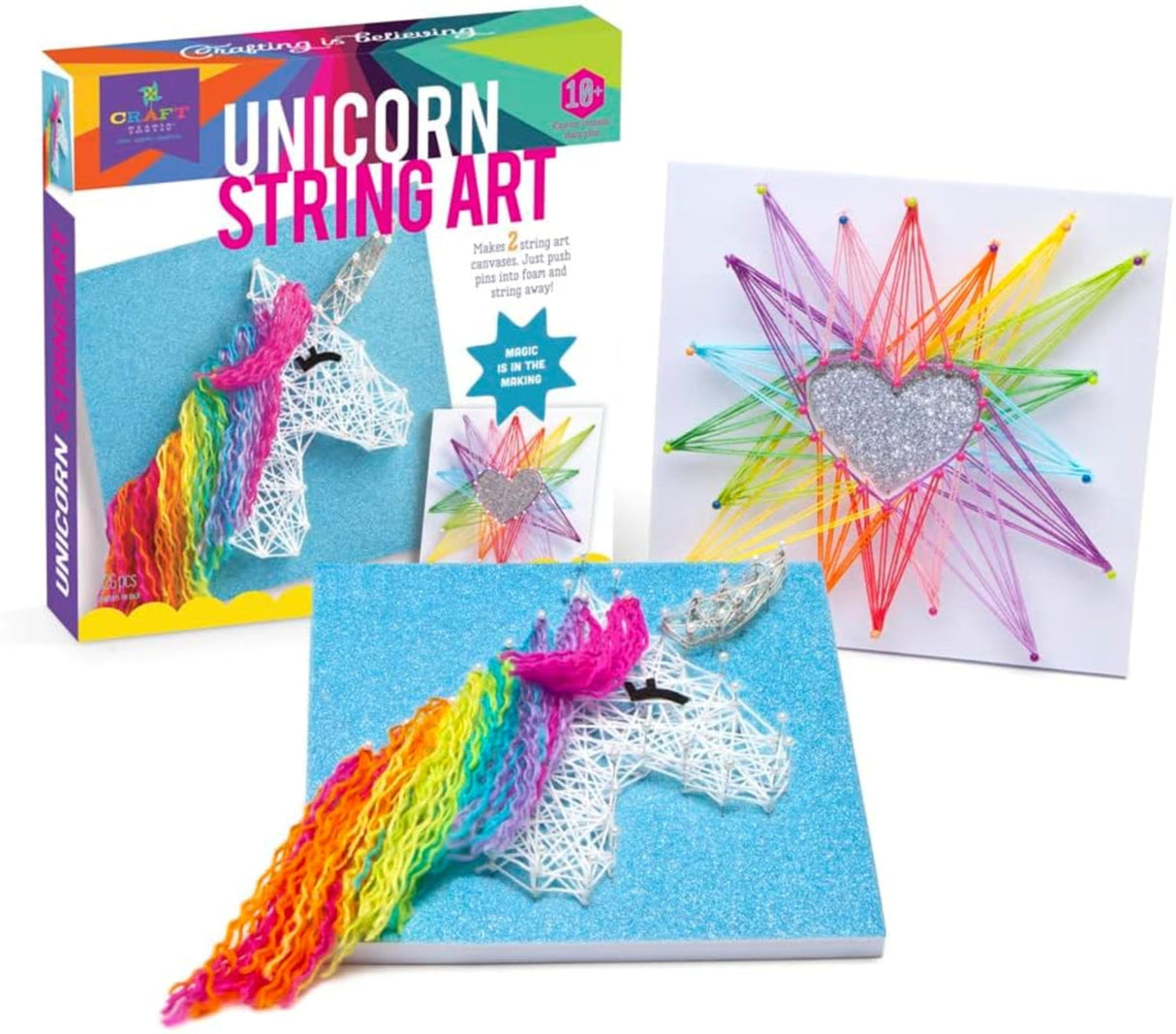 Craft-tastic String Art, Unicorn – Arts and Crafts Kit for Kids, Art Supplies, Craft Kit Makes 2 Large String Art Canvases, Easy-to-Follow Instruction, Everything Included Craft-tastic