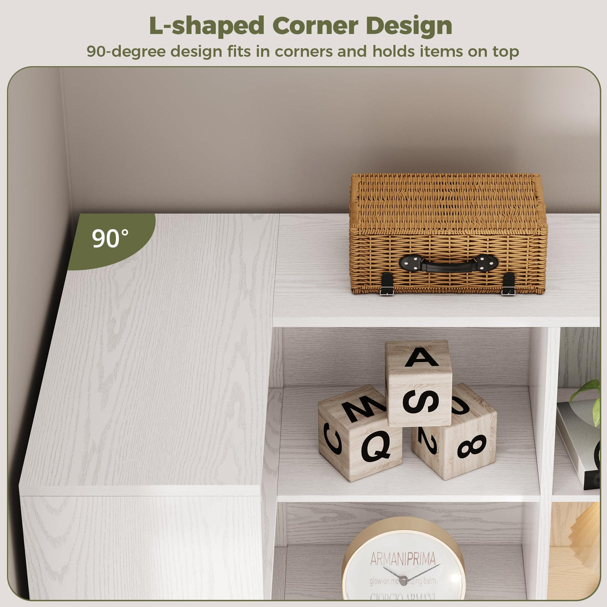 IRONCK Corner Bookshelf, 76" Tall Corner Bookshelves, 6 Tiers L-Shaped Bookcase with 10 Open Shelves and 2 Storage Drawers for Living Room or Home Office IRONCK