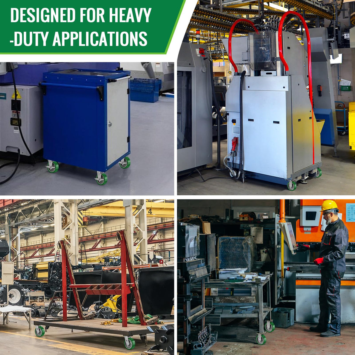 FOVERSWIVE 6"x2" Industrial Casters- Heavy Duty Casters,Polyurethane on Aluminum Casters - Loading Capacity up to 1400LB.Use for Platform Truck,Workbench,Lift Tables(1 Swivel) FOVERSWIVE