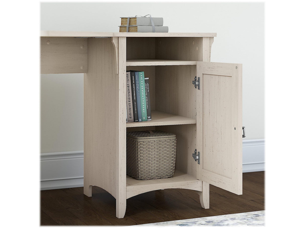 Bush Furniture Salinas 55 Inch W Corner Desk with Storage Cabinet, Antique White (SAD155AW-03) Bush Business Furniture