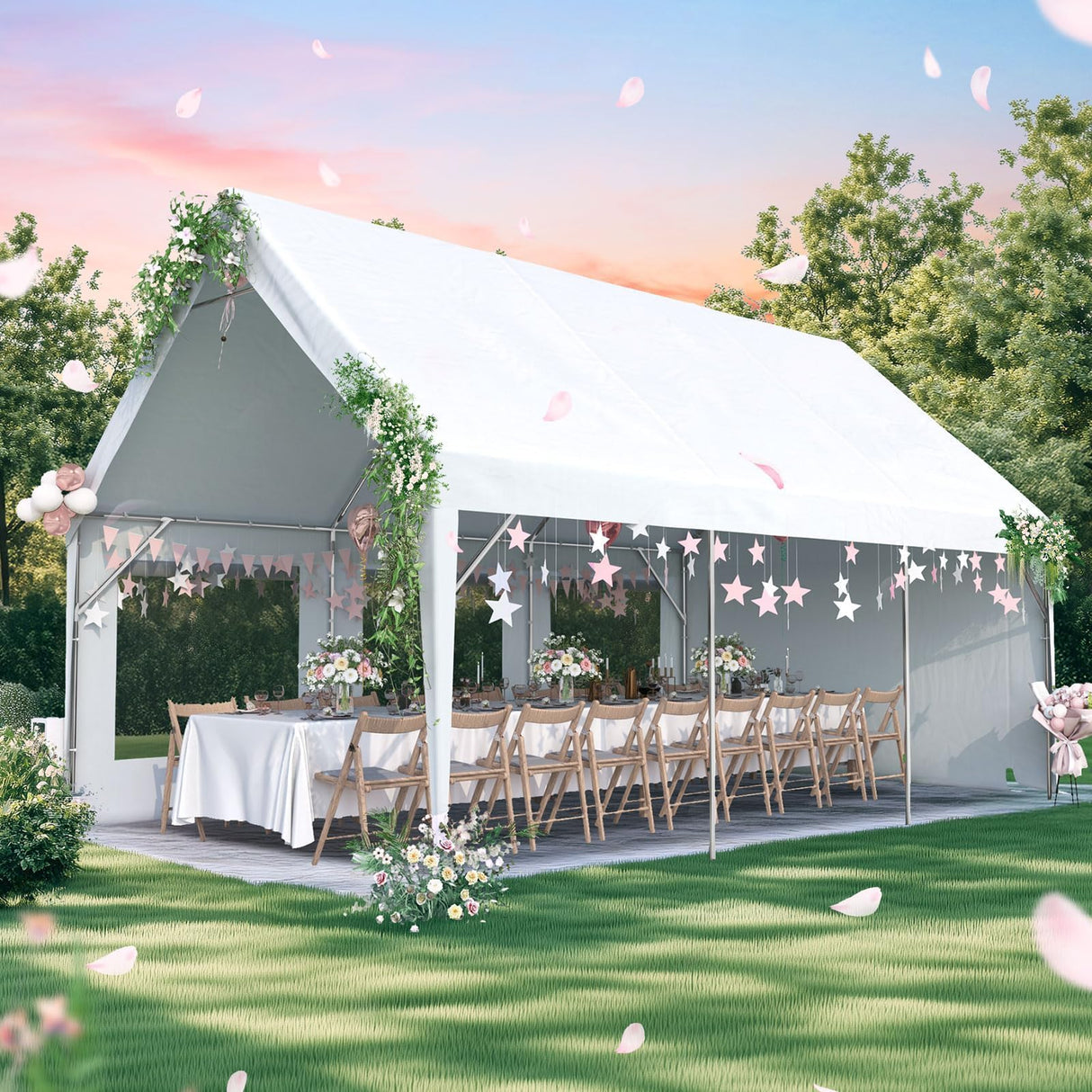 Quictent Heavy Duty 12x20 ft Carport Tent with Ultra-High Peak & Ventilation Windows, Waterproof Outdoor Canopy Shelter for Events, Storage, Parking & Wedding - White Quictent