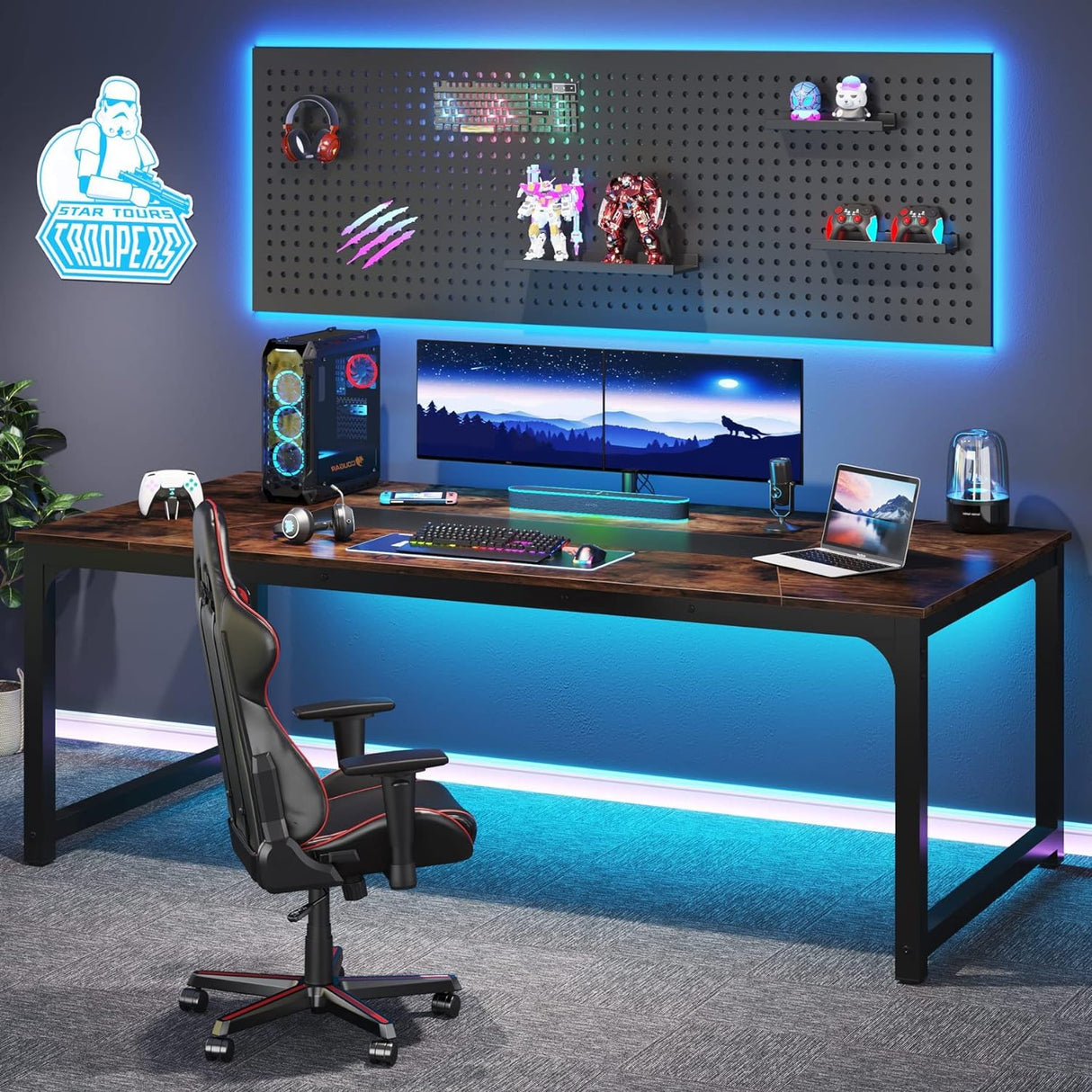 Tribesigns Modern Computer Desk, 78.7 x 39.4 inch X Large Executive Office Desk Computer Table Study Writing Desk Workstation for Home Office,Rustic/Black Tribesigns